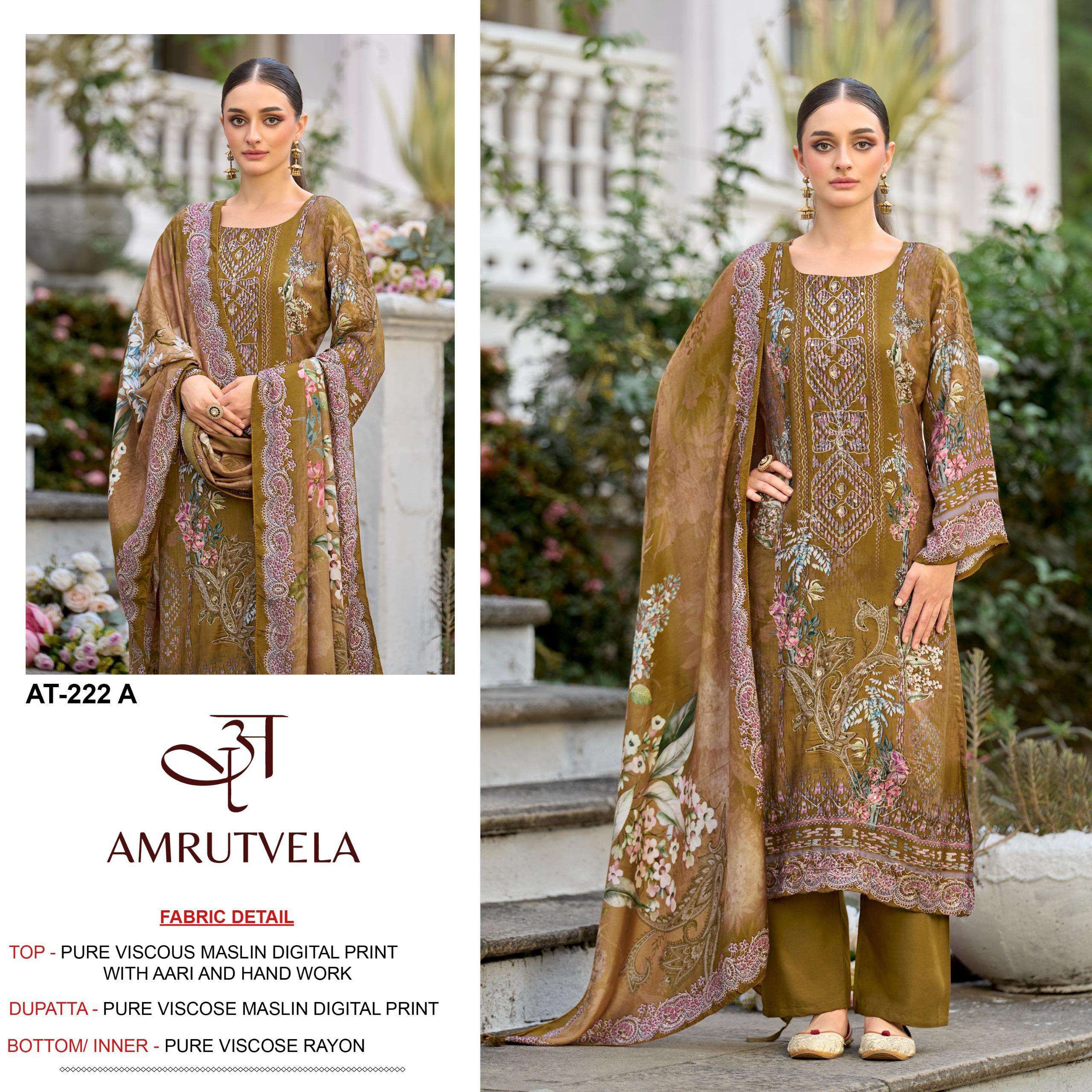 AMRUTVELA AT 222 VISCOSE DIGITAL PRINT WITH DESIGNER WORK SUIT