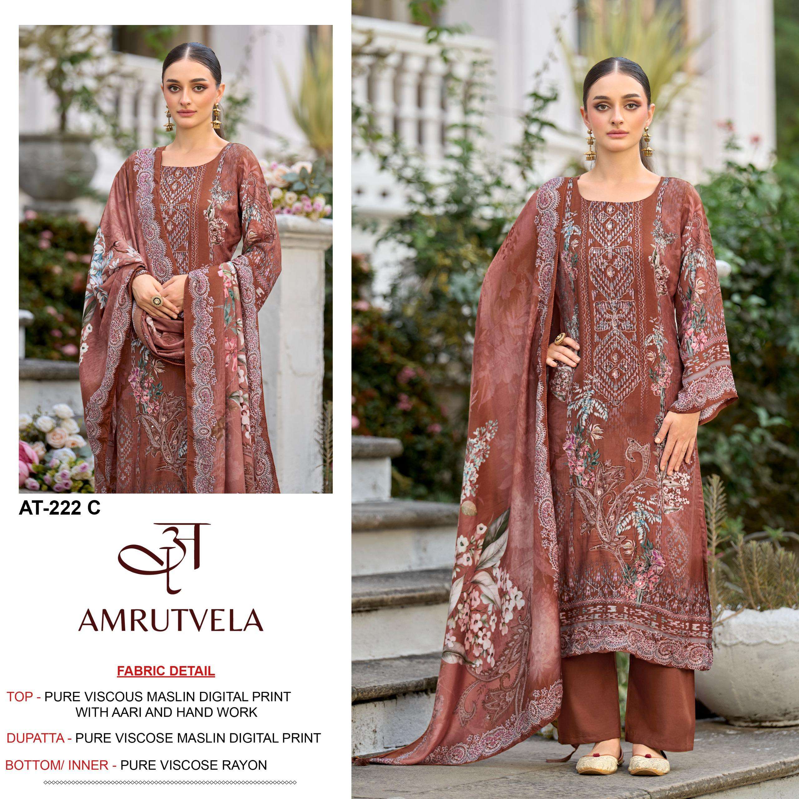 AMRUTVELA AT 222 VISCOSE DIGITAL PRINT WITH DESIGNER WORK SUIT