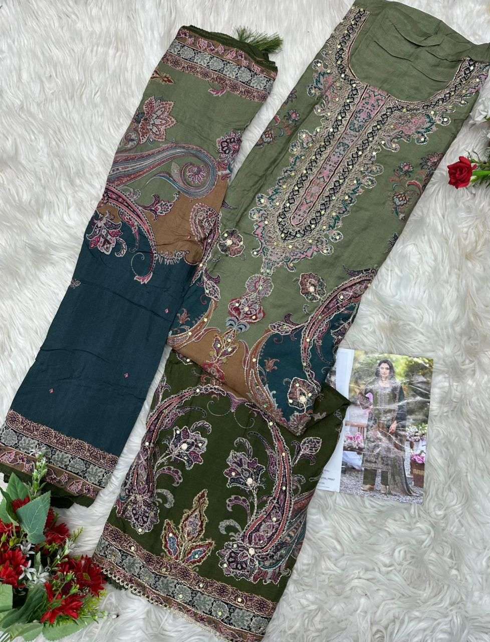 AMRUTVELA AT AT 224 VISCOSE DIGITAL PRINT WITH FANCY DESIGNER WORK SUIT