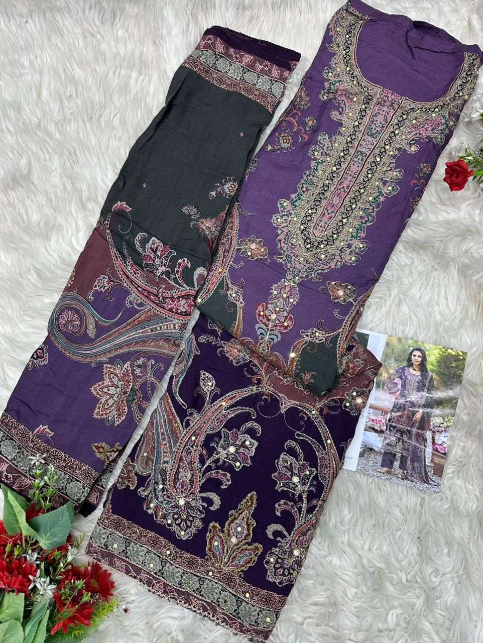 AMRUTVELA AT AT 224 VISCOSE DIGITAL PRINT WITH FANCY DESIGNER WORK SUIT