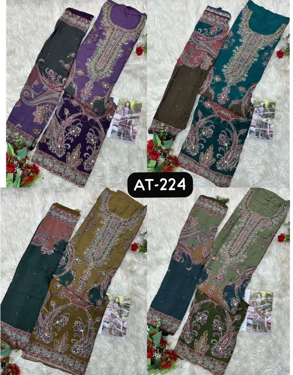 AMRUTVELA AT AT 224 VISCOSE DIGITAL PRINT WITH FANCY DESIGNER WORK SUIT