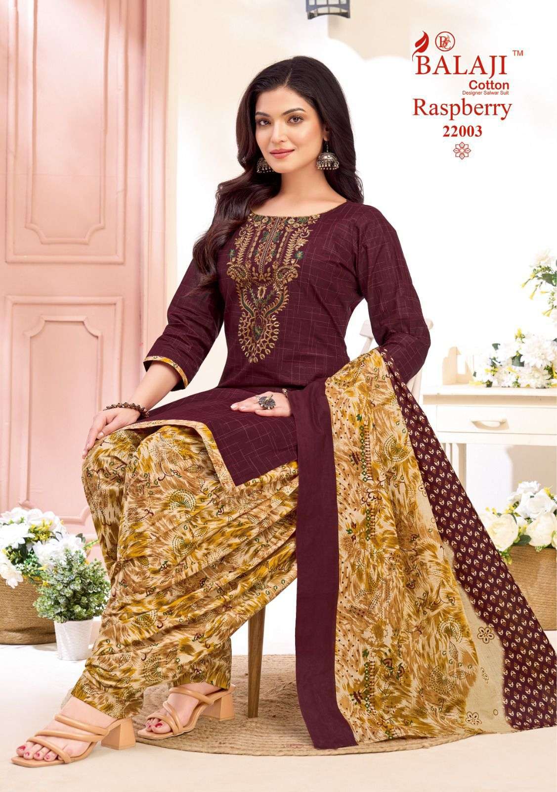 BALAJI COTTON RASPBERRY VOL 22 COTTON PATIYALA SUIT