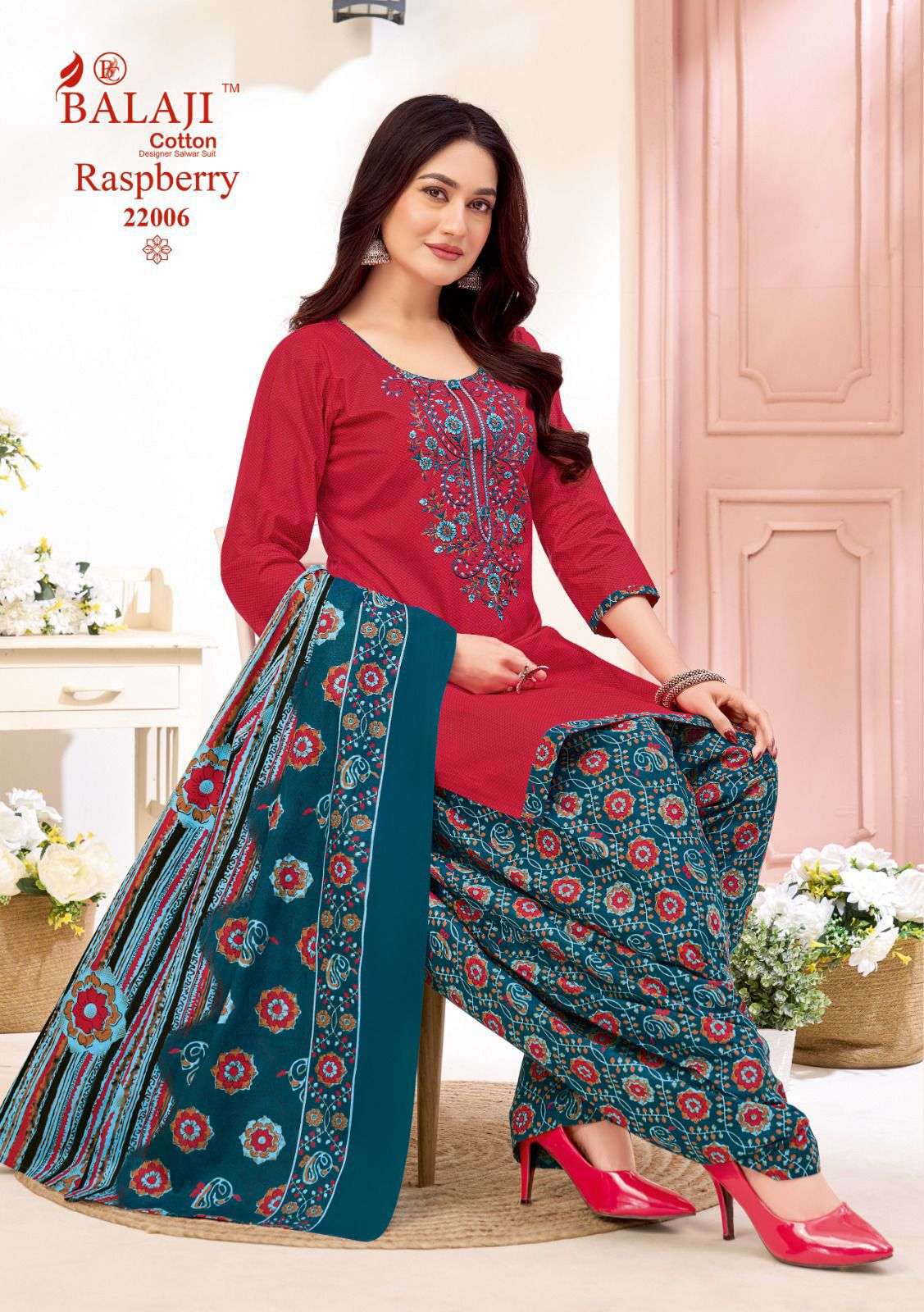 BALAJI COTTON RASPBERRY VOL 22 COTTON PATIYALA SUIT