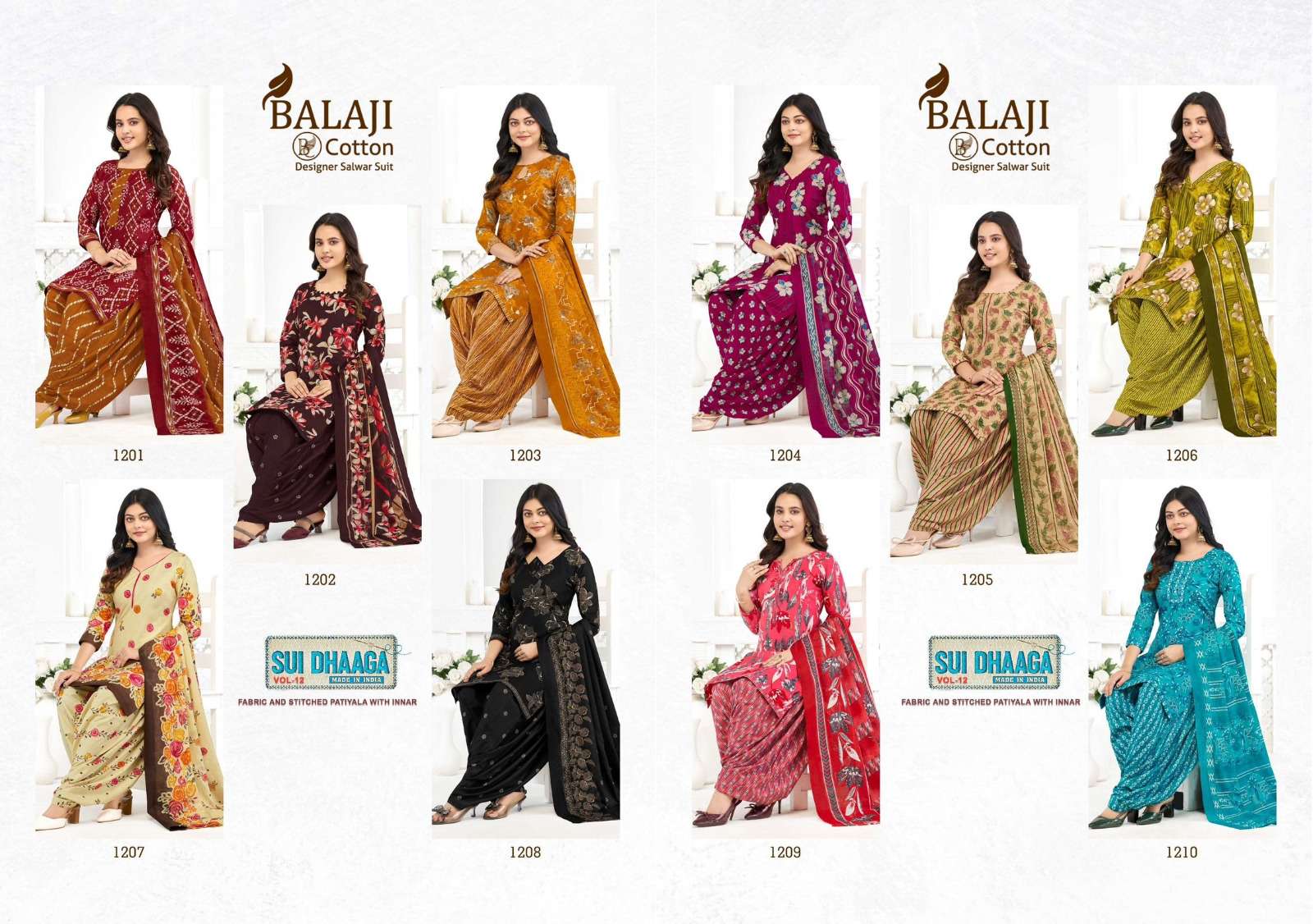 BALAJI COTTON SUI DHAAGA VOL 12 COTTON PRINTED READY MADE PATIYALA SUIT