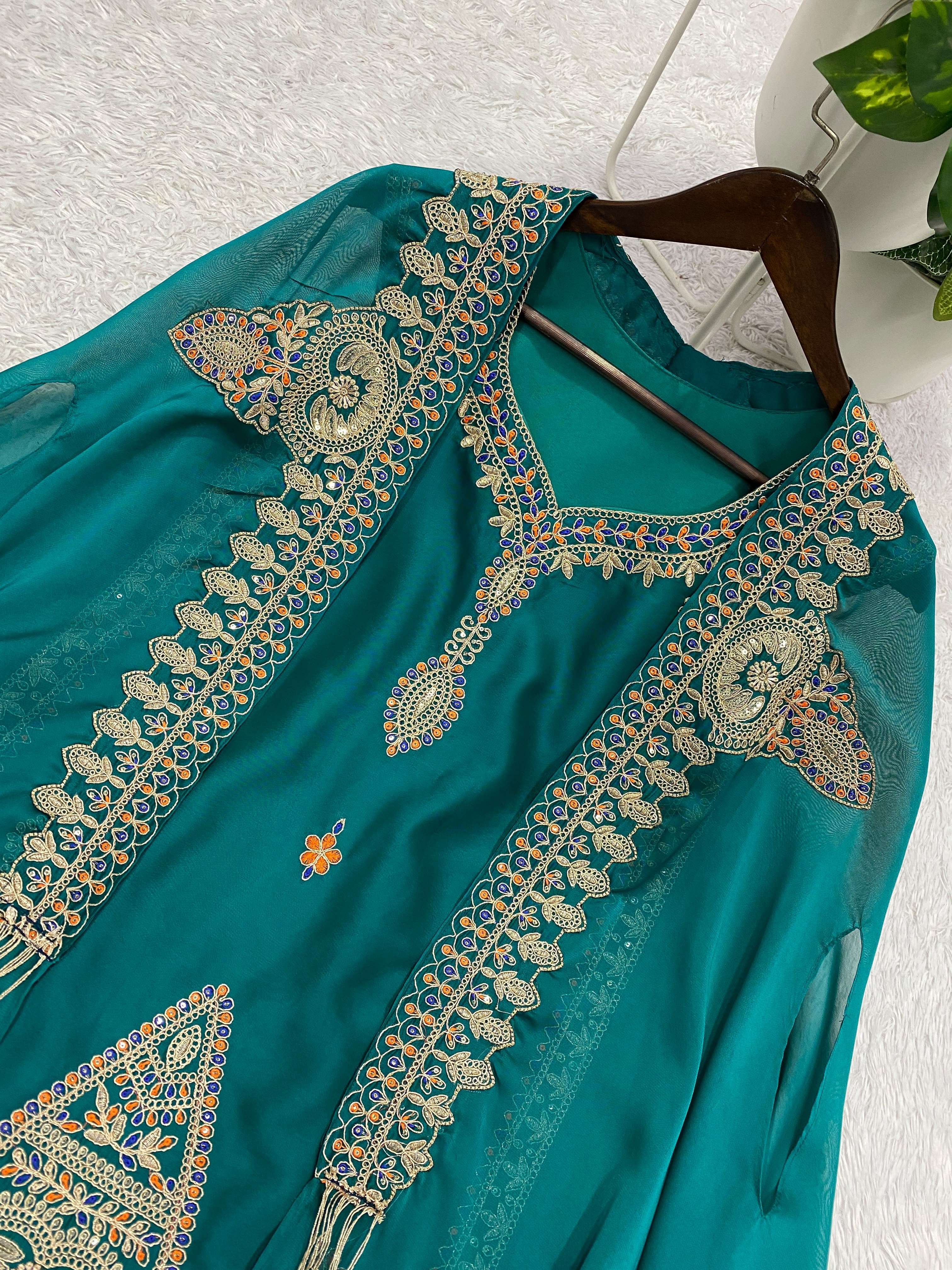 BE 471 SILK SEQUENCE EMBROIDERY DESIGNER WORK PARTY WEAR LADIES SUIT