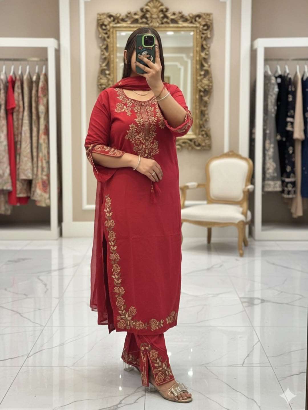 BE 473 ROMAN SILK DESIGNER TOP PLAZZO SUIT WITH DUPATTA SET