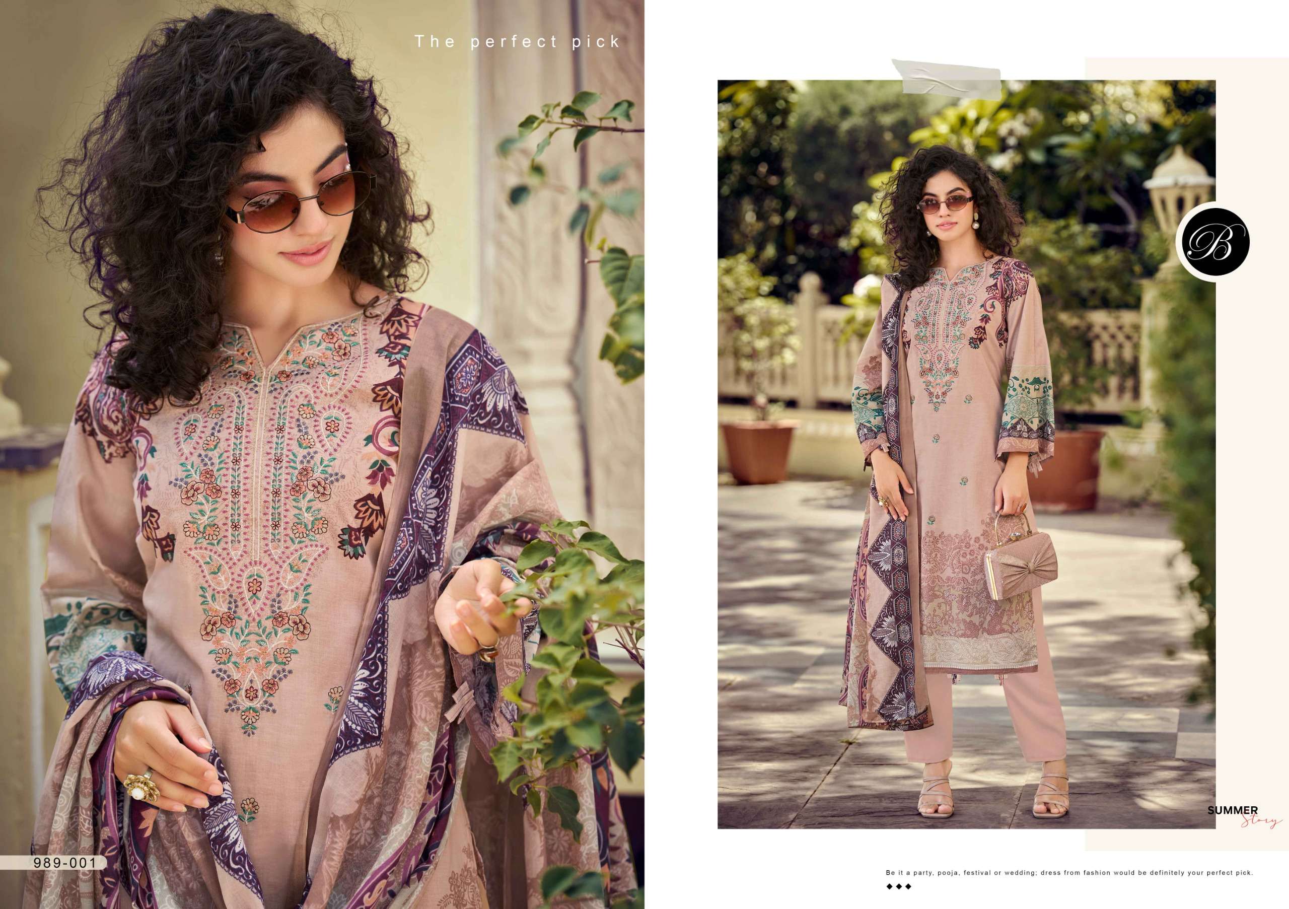 BELLIZA DESIGNER STUDIO NAIRA VOL 148 COTTON DIGITAL PRINT WITH FANCY EMBROIDERY WORK SUIT