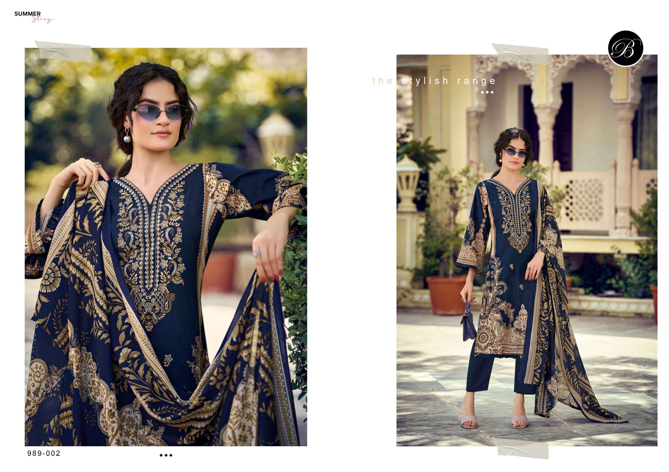 BELLIZA DESIGNER STUDIO NAIRA VOL 148 COTTON DIGITAL PRINT WITH FANCY EMBROIDERY WORK SUIT