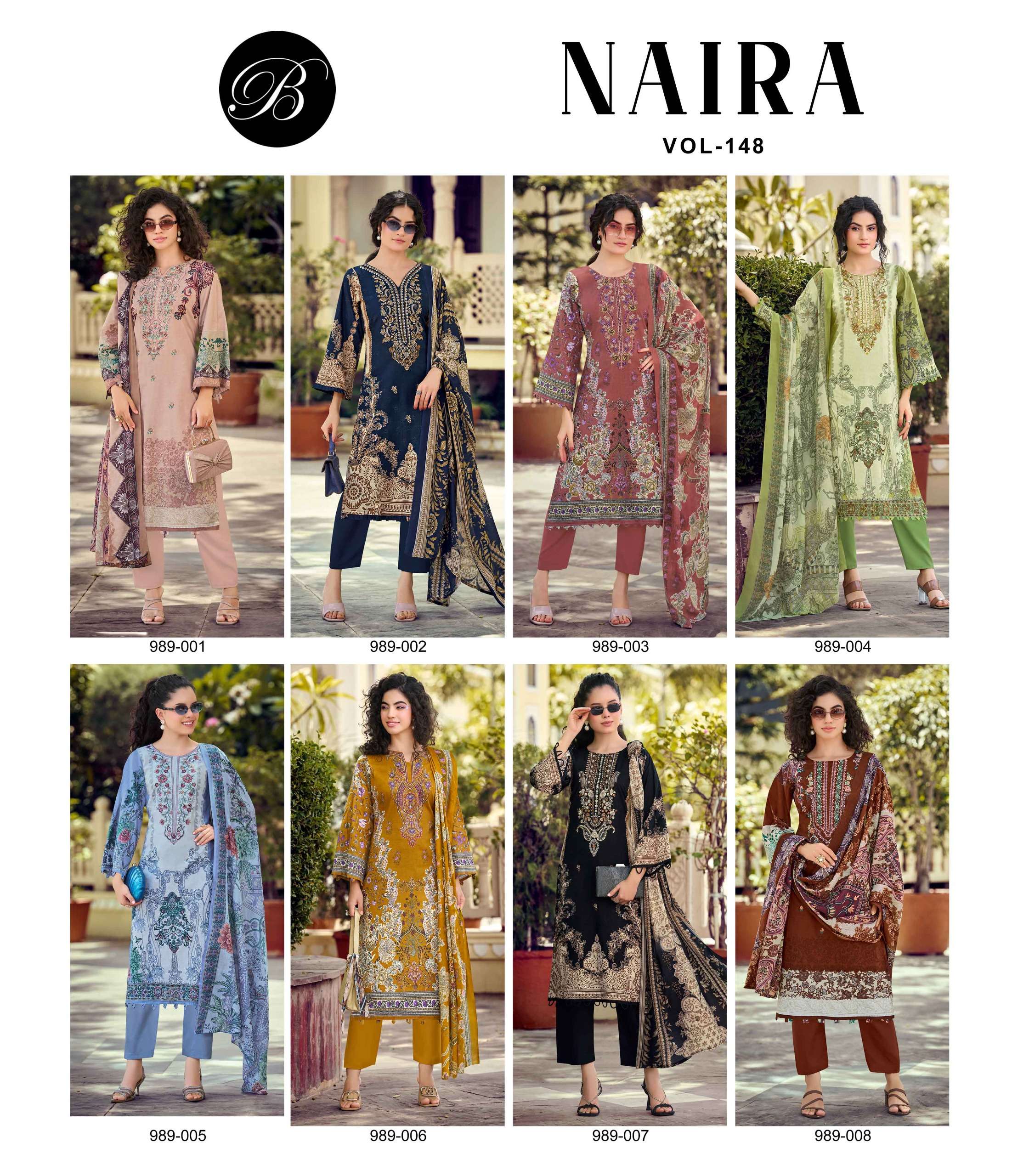 BELLIZA DESIGNER STUDIO NAIRA VOL 148 COTTON DIGITAL PRINT WITH FANCY EMBROIDERY WORK SUIT