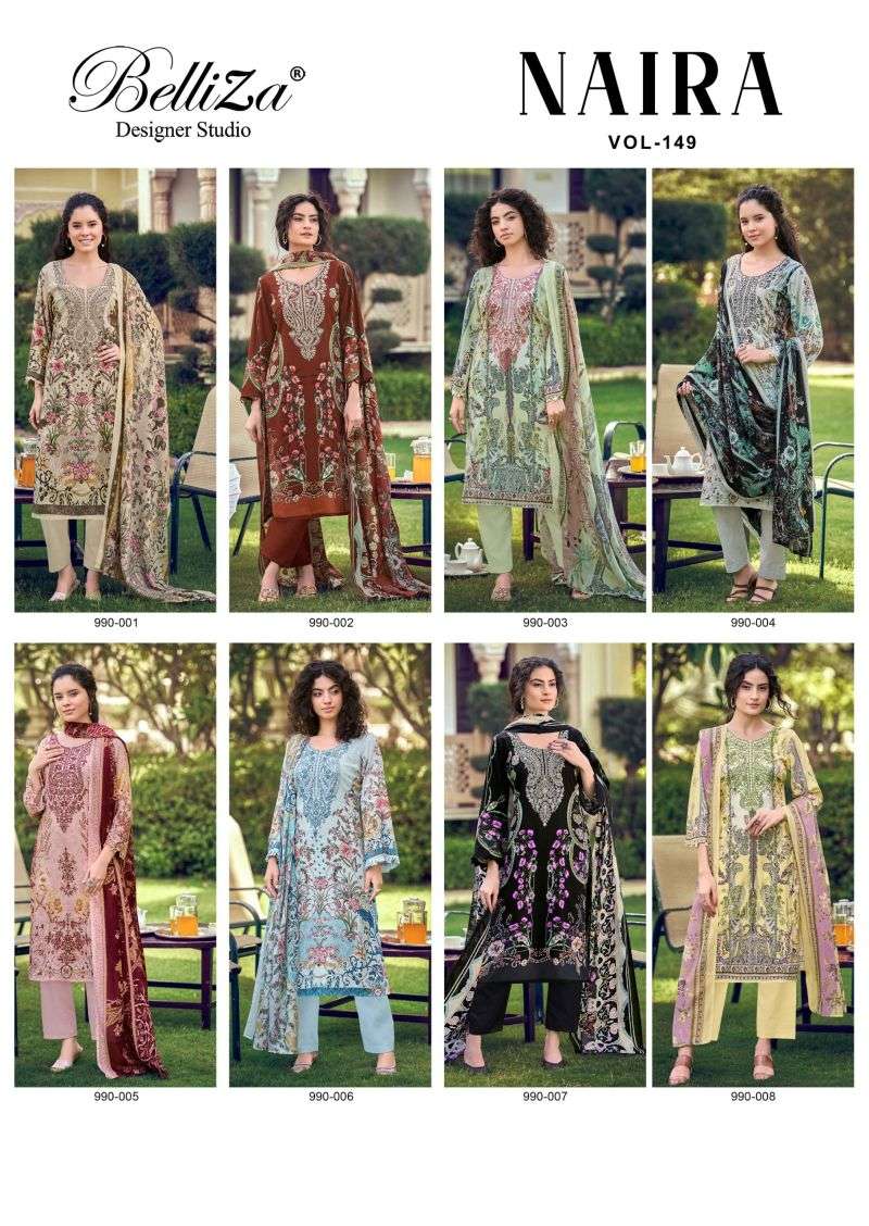 BELLIZA DESIGNER STUDIO NAIRA VOL 149 COTTON DIGITAL PRINT WITH FANCY EMBROIDERY WORK SUIT