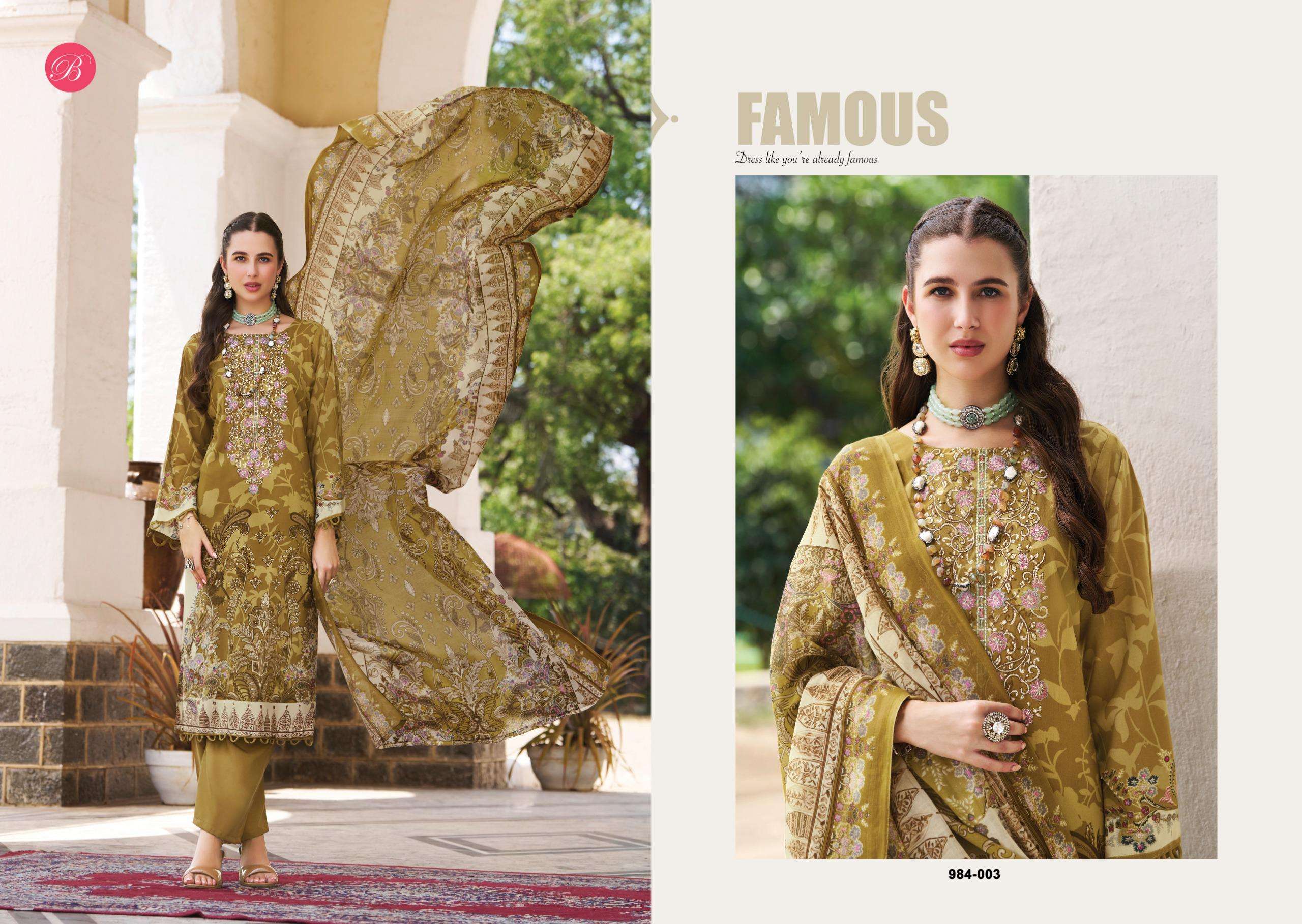 BELLIZA DESIGNER STUDIO RIWAYAT VOL 18 VISCOSE DIGITAL PRINT WITH FANCY WORK SUIT