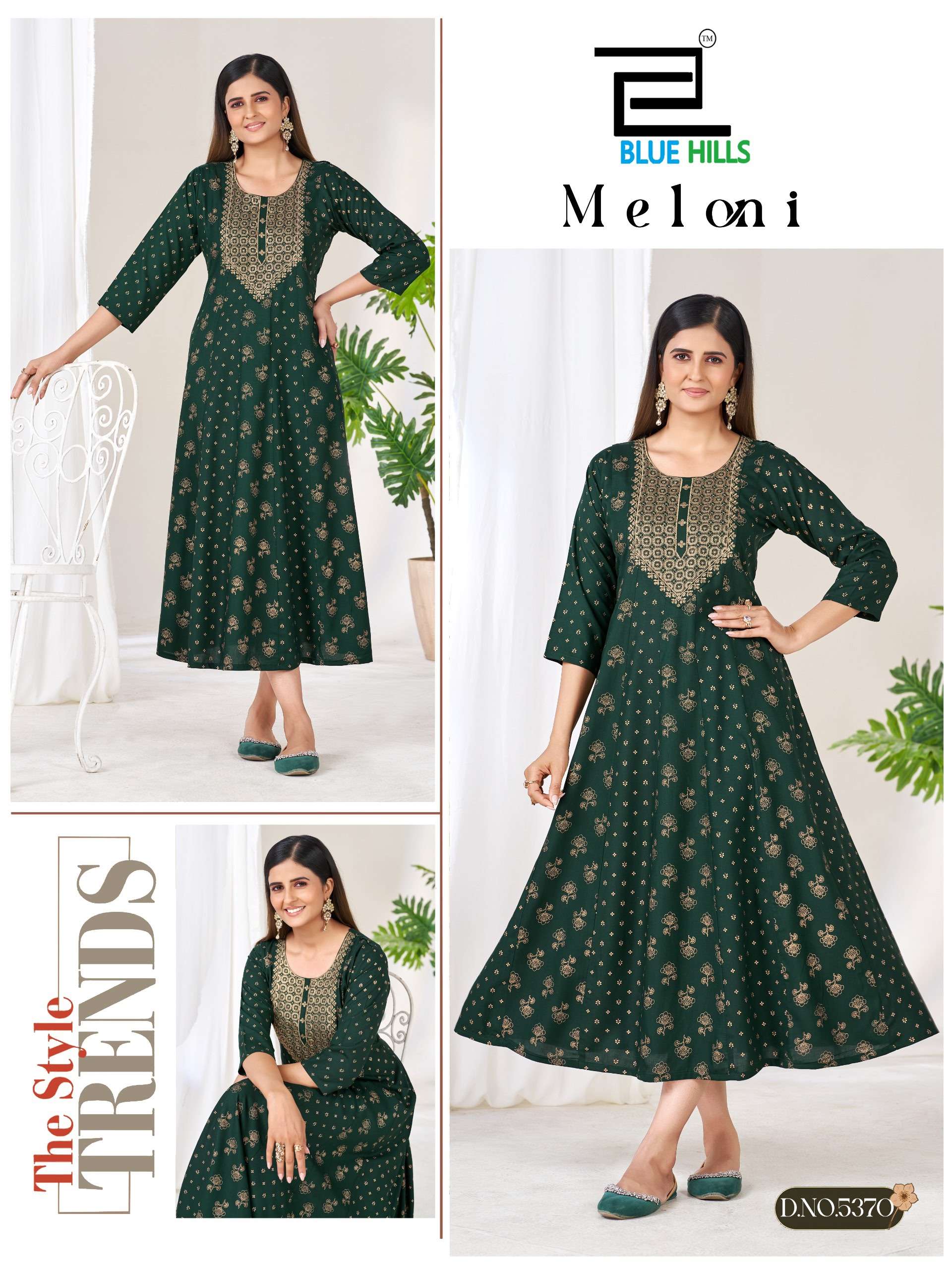 BLUE HILLS MELONI RAYON FOIL PRINT FANCY WEAR LADIES ANARKALI GOWN 