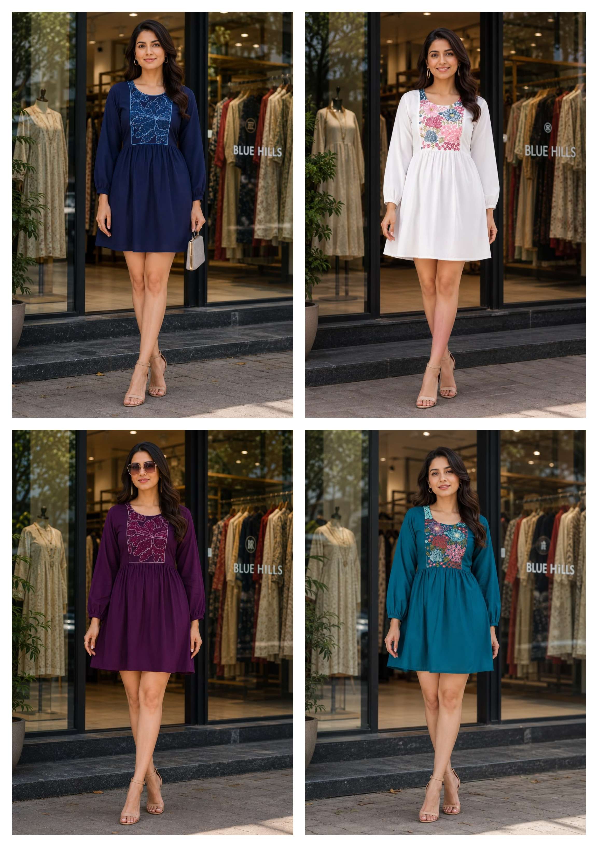 BLUE HILLS WESTERN TOP COLLECTION RAYON FANCY WORKS LADIES SHORT KURTI