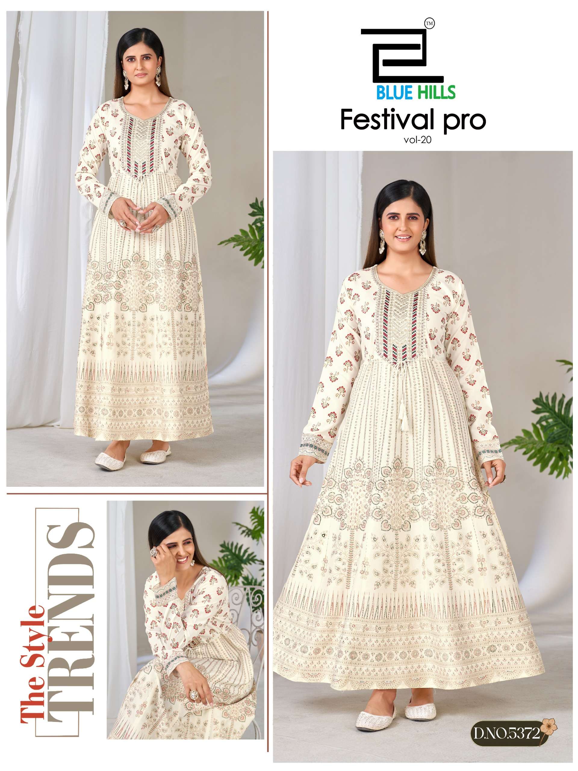  BLUE HULLS FESTIVAL PRO VOL 20 RAYON FANCY WORKS LONG ANARKALI STYLE LADIES GOWN