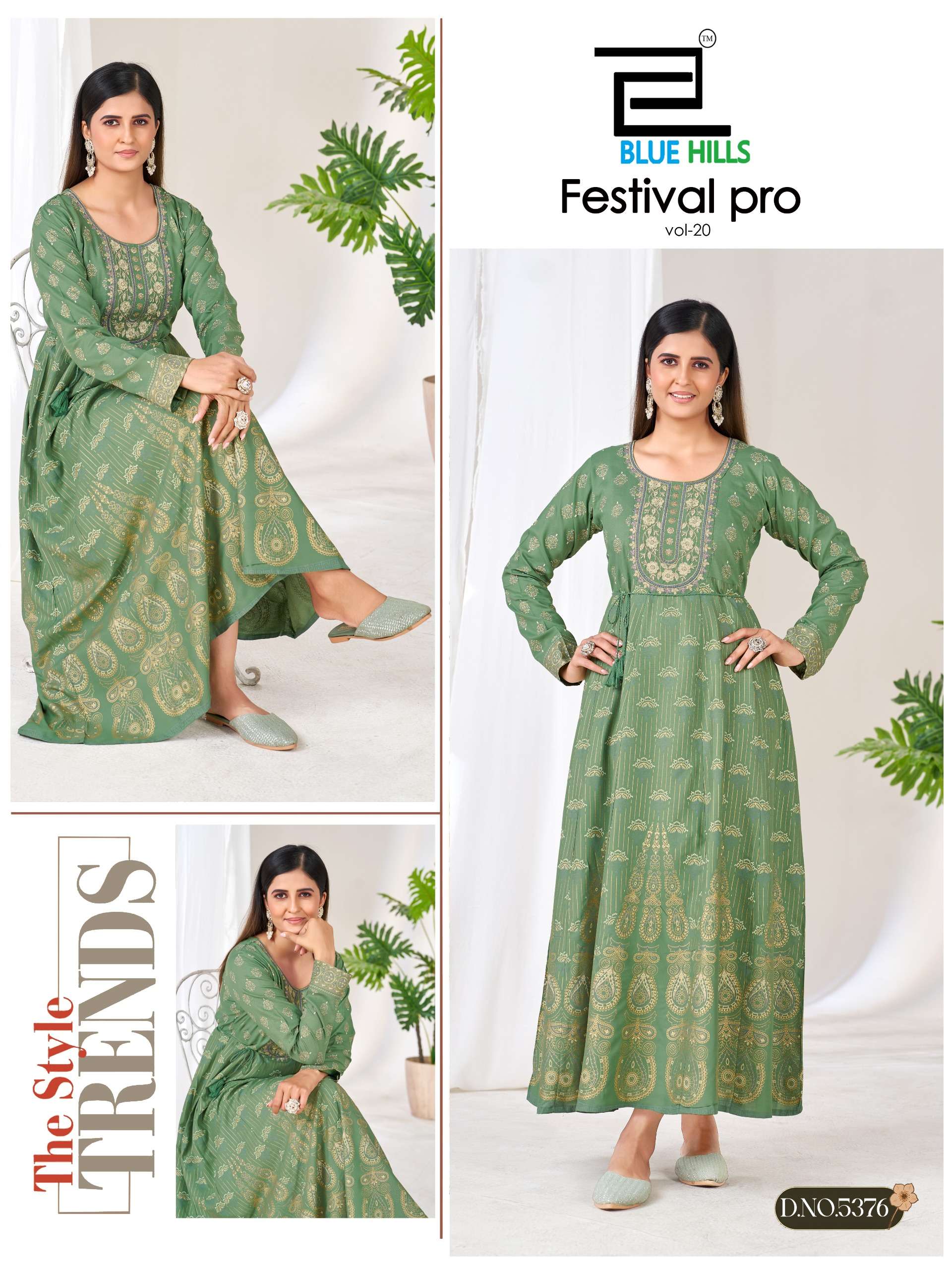 BLUE HULLS FESTIVAL PRO VOL 20 RAYON FANCY WORKS LONG ANARKALI STYLE LADIES GOWN