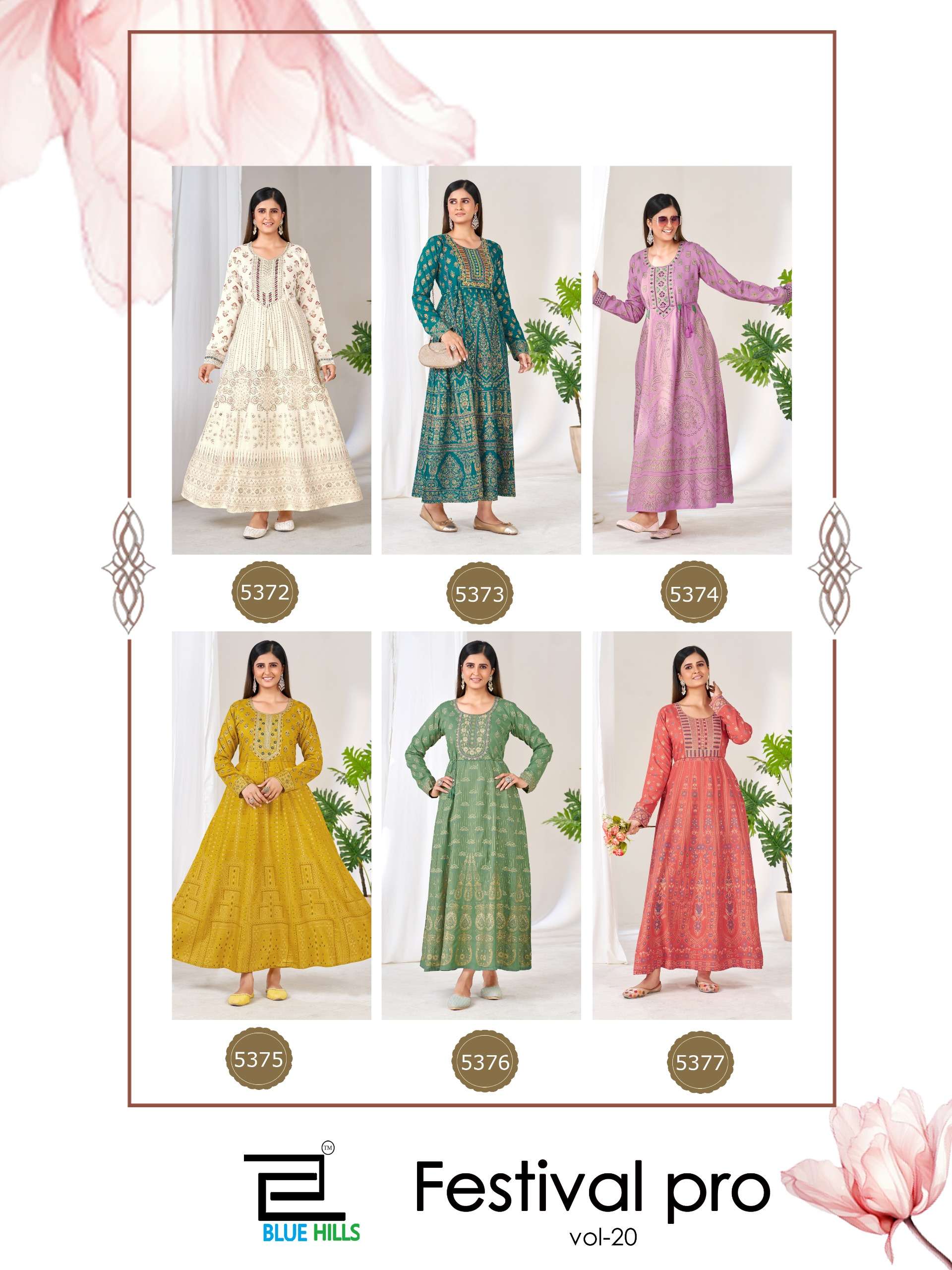  BLUE HULLS FESTIVAL PRO VOL 20 RAYON FANCY WORKS LONG ANARKALI STYLE LADIES GOWN