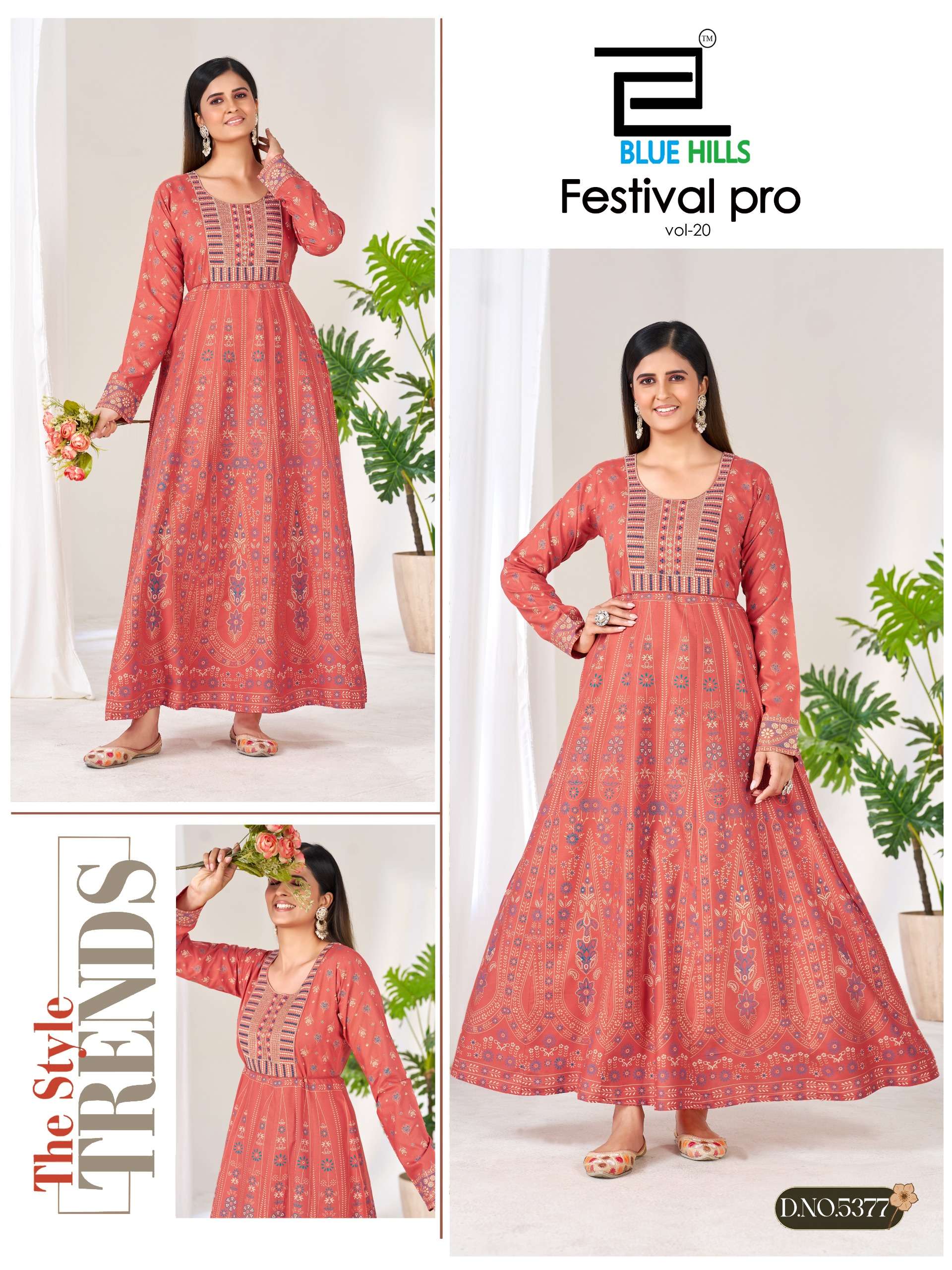  BLUE HULLS FESTIVAL PRO VOL 20 RAYON FANCY WORKS LONG ANARKALI STYLE LADIES GOWN