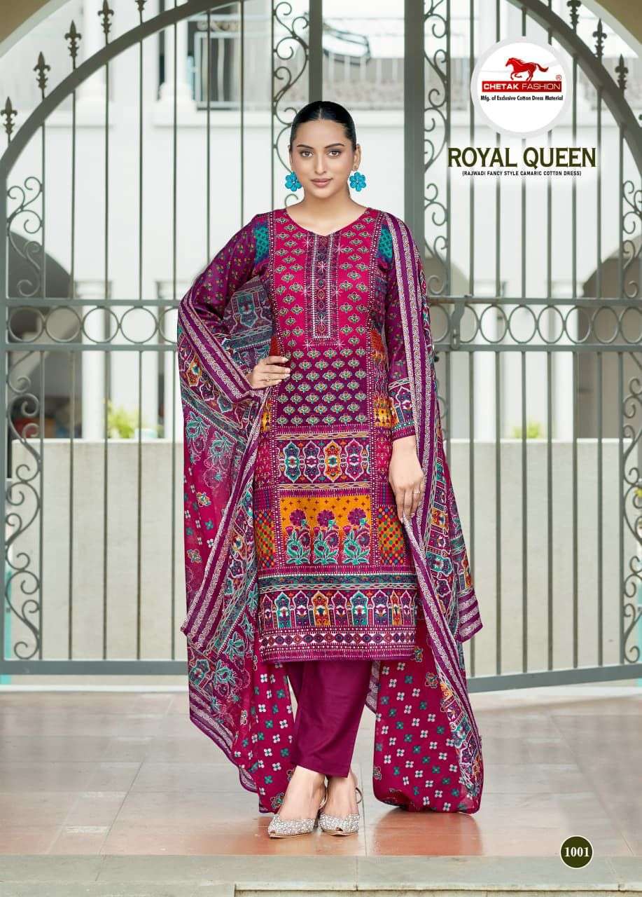 CHETAK FASHION ROYAL QUEEN VOL 1 COTTON PRINT WITH FANCY SWAROVSKI WORK SUIT