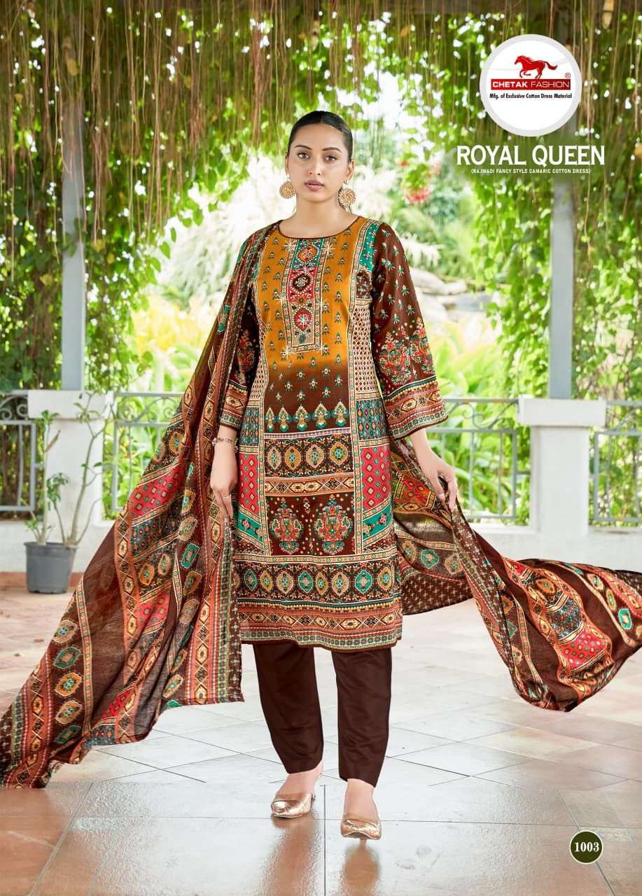 CHETAK FASHION ROYAL QUEEN VOL 1 COTTON PRINT WITH FANCY SWAROVSKI WORK SUIT