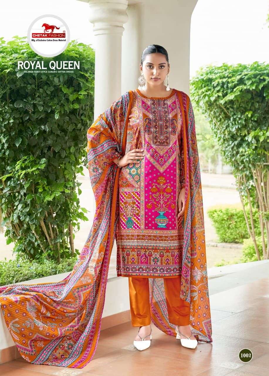 CHETAK FASHION ROYAL QUEEN VOL 1 COTTON PRINT WITH FANCY SWAROVSKI WORK SUIT
