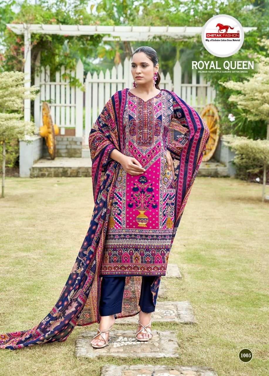 CHETAK FASHION ROYAL QUEEN VOL 1 COTTON PRINT WITH FANCY SWAROVSKI WORK SUIT