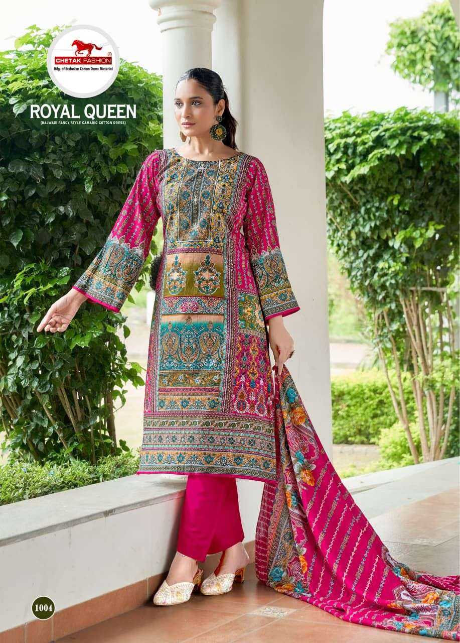 CHETAK FASHION ROYAL QUEEN VOL 1 COTTON PRINT WITH FANCY SWAROVSKI WORK SUIT