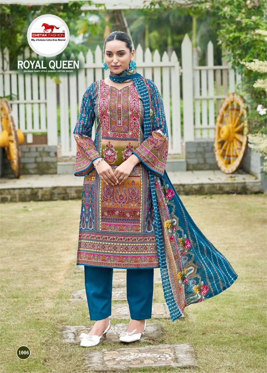 CHETAK FASHION ROYAL QUEEN VOL 1 COTTON PRINT WITH FANCY SWAROVSKI WORK SUIT