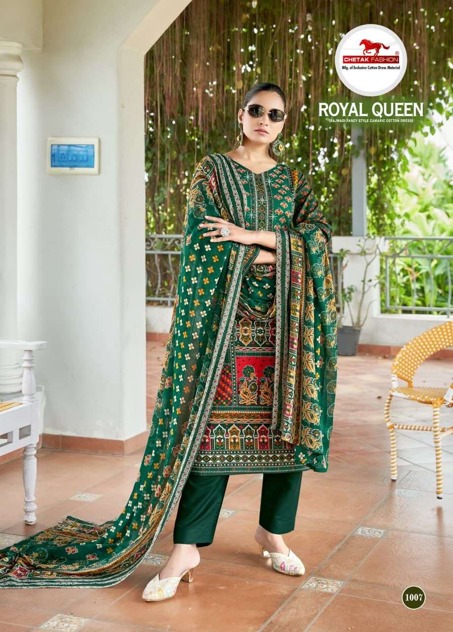 CHETAK FASHION ROYAL QUEEN VOL 1 COTTON PRINT WITH FANCY SWAROVSKI WORK SUIT