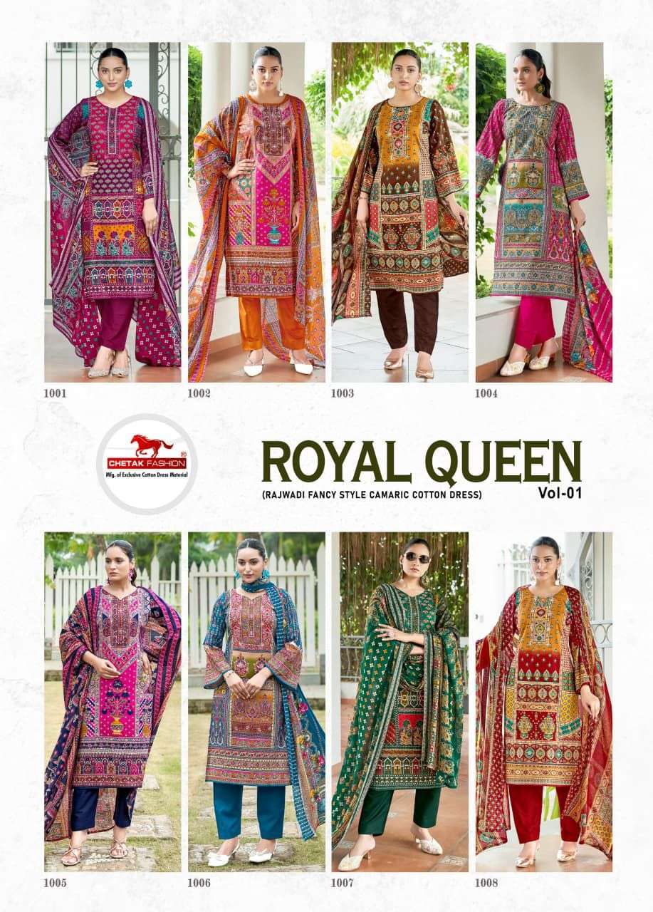 CHETAK FASHION ROYAL QUEEN VOL 1 COTTON PRINT WITH FANCY SWAROVSKI WORK SUIT