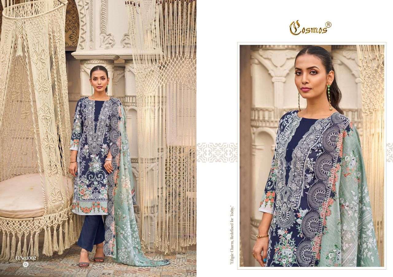 COSMOS FASHION NEEDLE WONDER VOL 1 LAWN COTTON DIGITAL PRINT WITH FANCY WORK SUIT