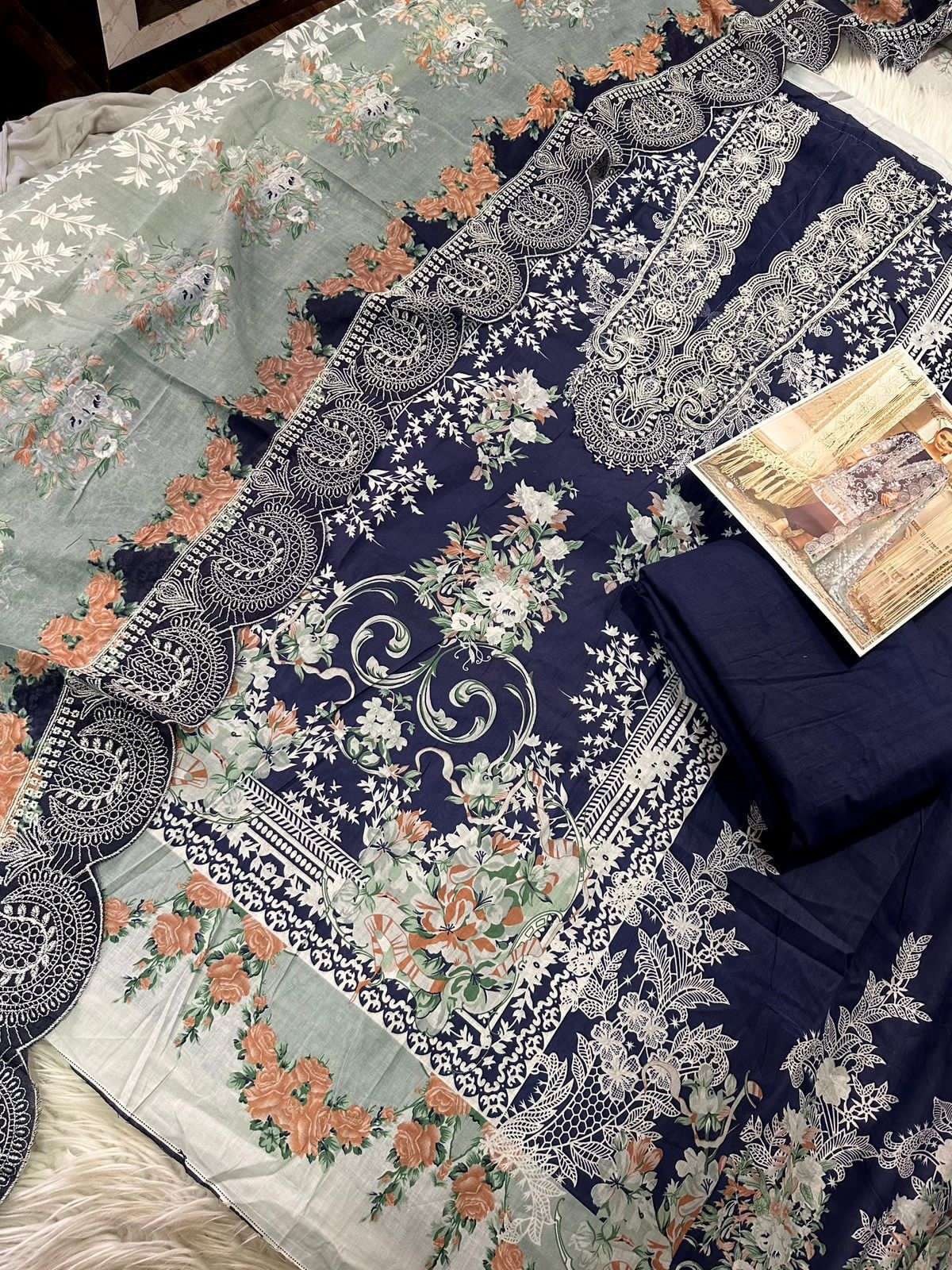 COSMOS FASHION NEEDLE WONDER VOL 1 LAWN COTTON DIGITAL PRINT WITH FANCY WORK SUIT