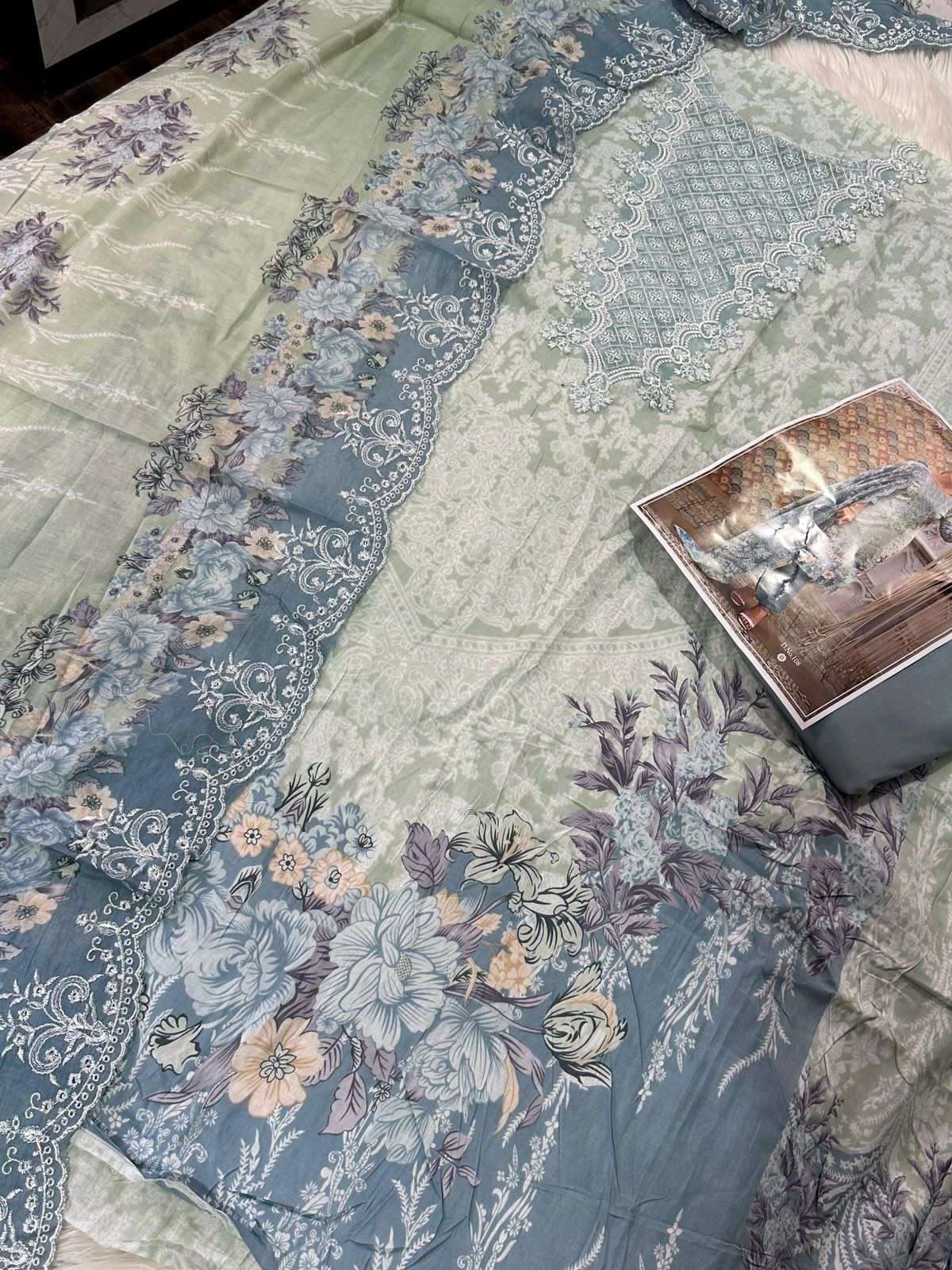 COSMOS FASHION NEEDLE WONDER VOL 1 LAWN COTTON DIGITAL PRINT WITH FANCY WORK SUIT
