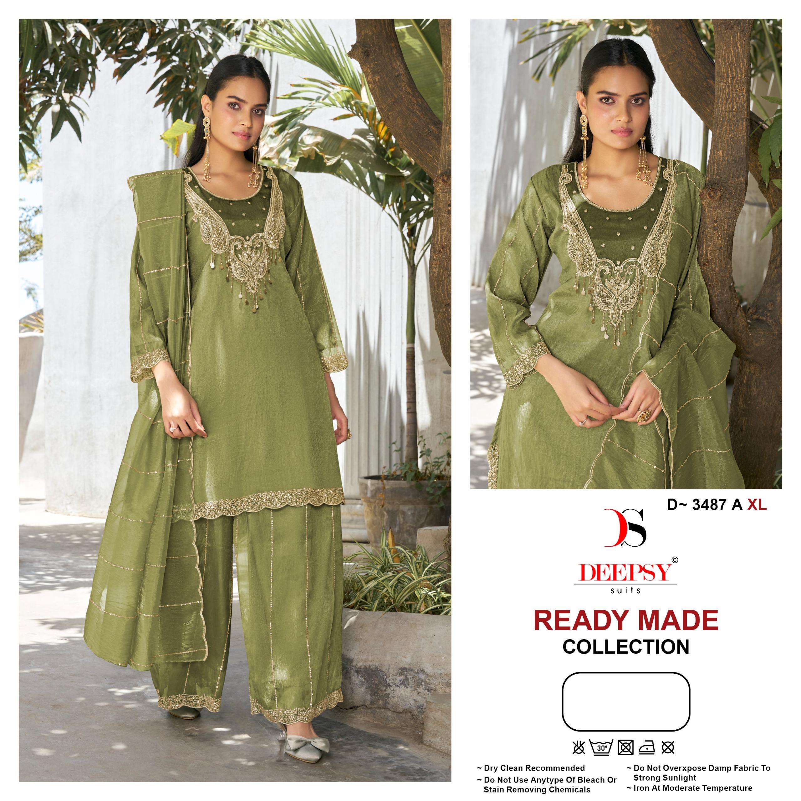 DEEPSY SUITS D 3487 SILK HEAVY EMBROIDERD DESIGNER READY MADE SUIT