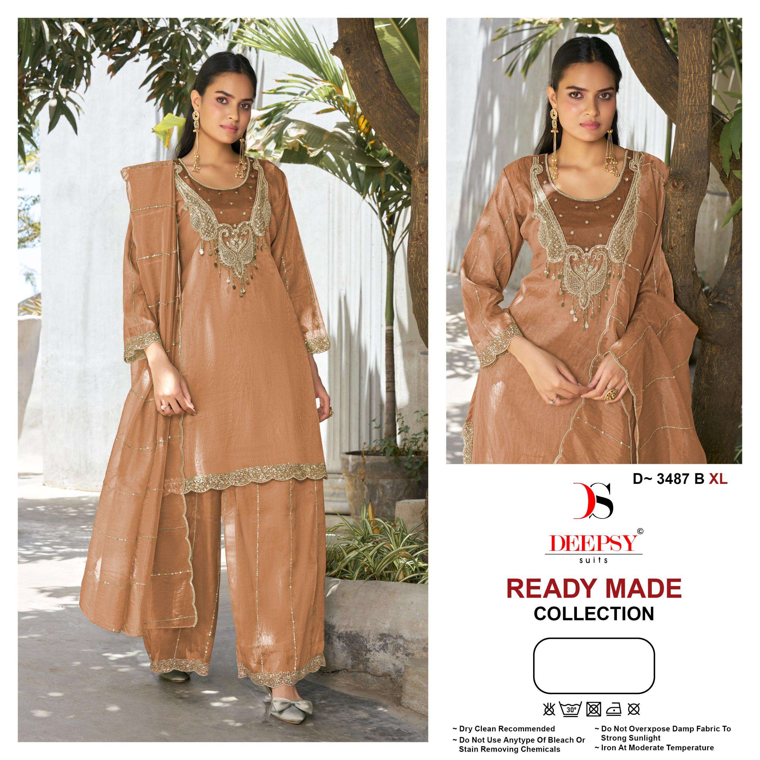 DEEPSY SUITS D 3487 SILK HEAVY EMBROIDERD DESIGNER READY MADE SUIT