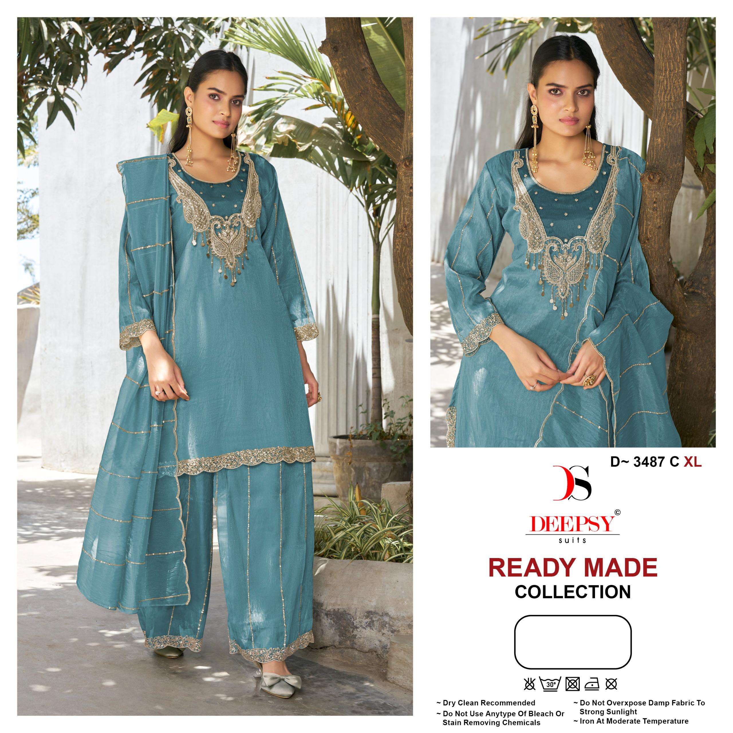 DEEPSY SUITS D 3487 SILK HEAVY EMBROIDERD DESIGNER READY MADE SUIT