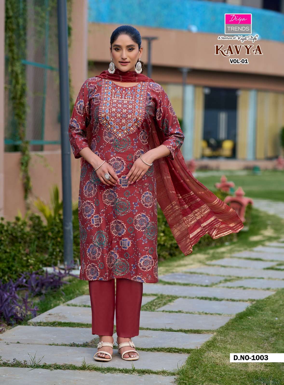 DIYA TRENDS KAVYA VOL 1 FANCY STRAIGHT KURTI WITH PANT & DUPATTA SET