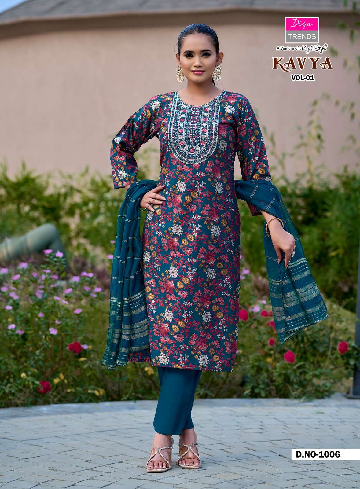 DIYA TRENDS KAVYA VOL 1 FANCY STRAIGHT KURTI WITH PANT & DUPATTA SET