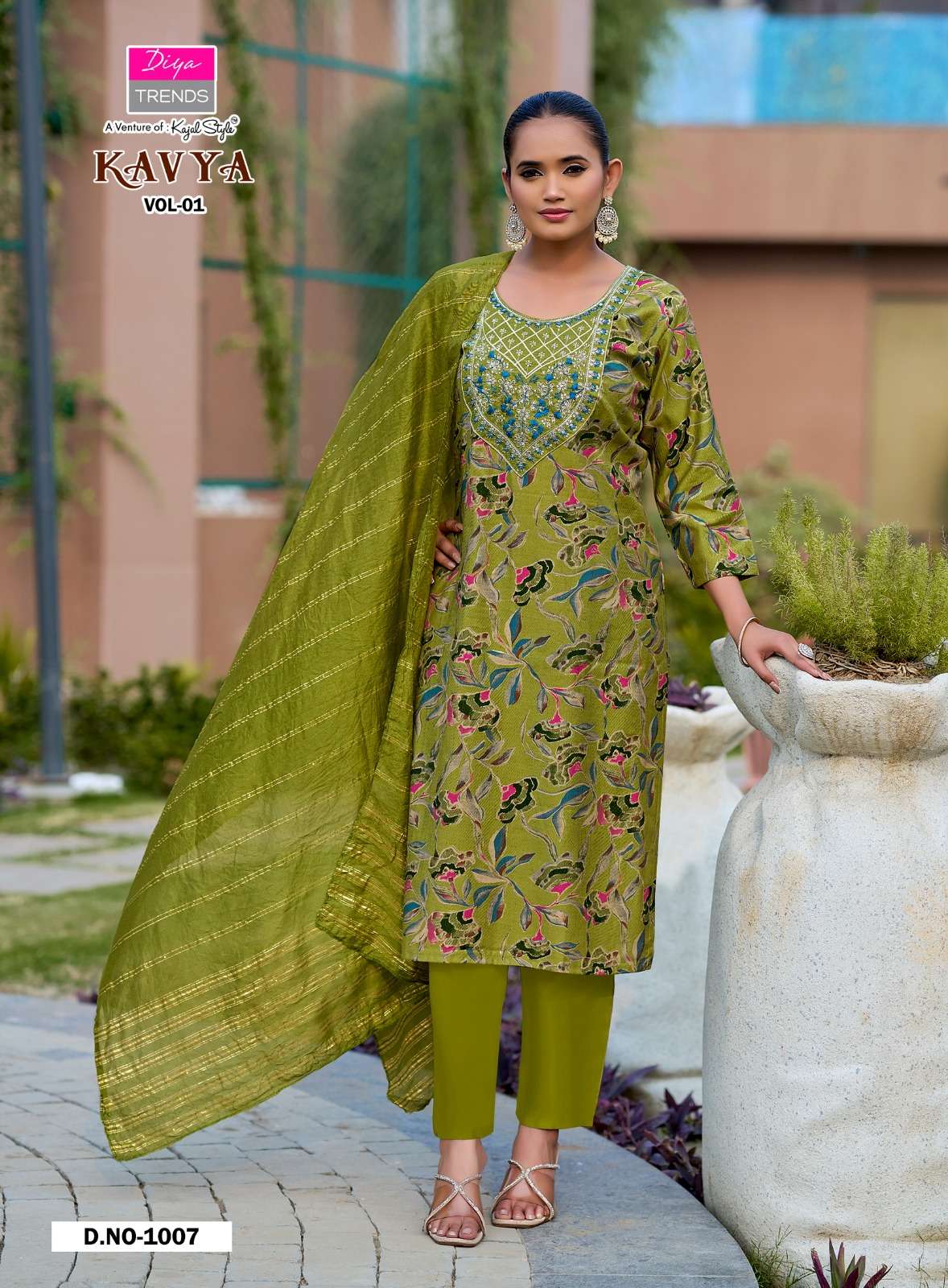 DIYA TRENDS KAVYA VOL 1 FANCY STRAIGHT KURTI WITH PANT & DUPATTA SET