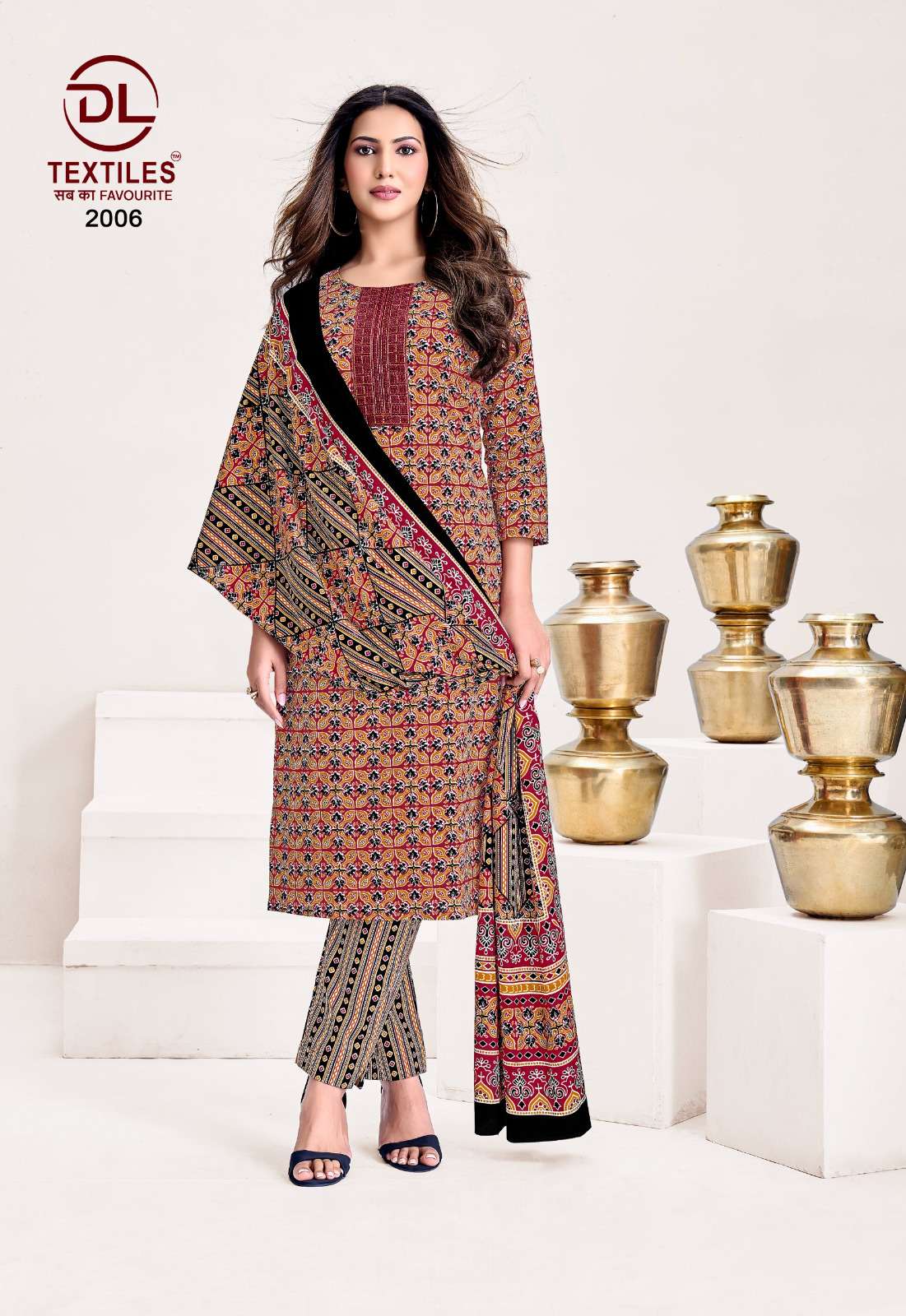 DL TEXTILES KUTCHHI AJRAKH VOL 2 READY MADE COTTON SUIT 