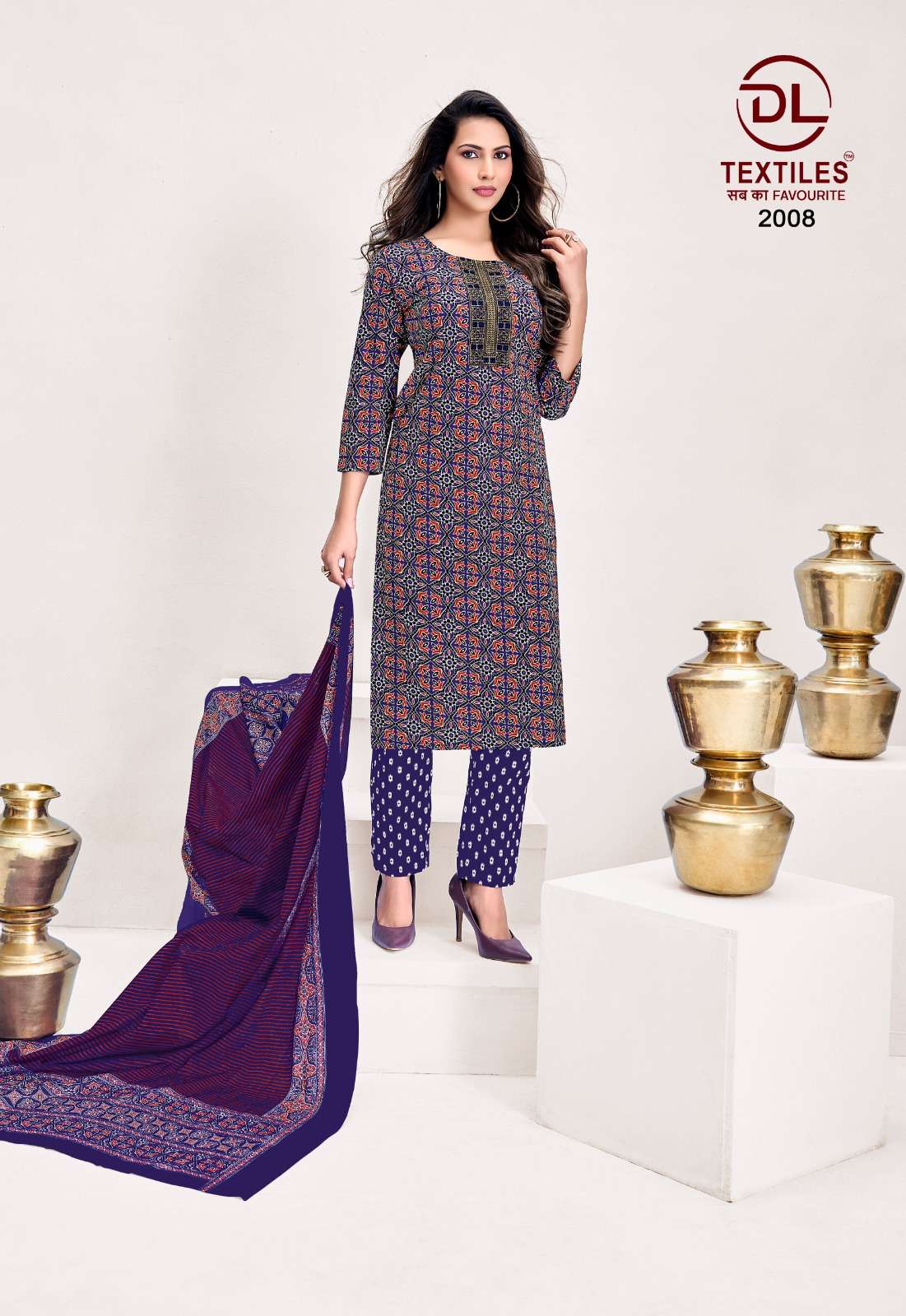 DL TEXTILES KUTCHHI AJRAKH VOL 2 READY MADE COTTON SUIT 