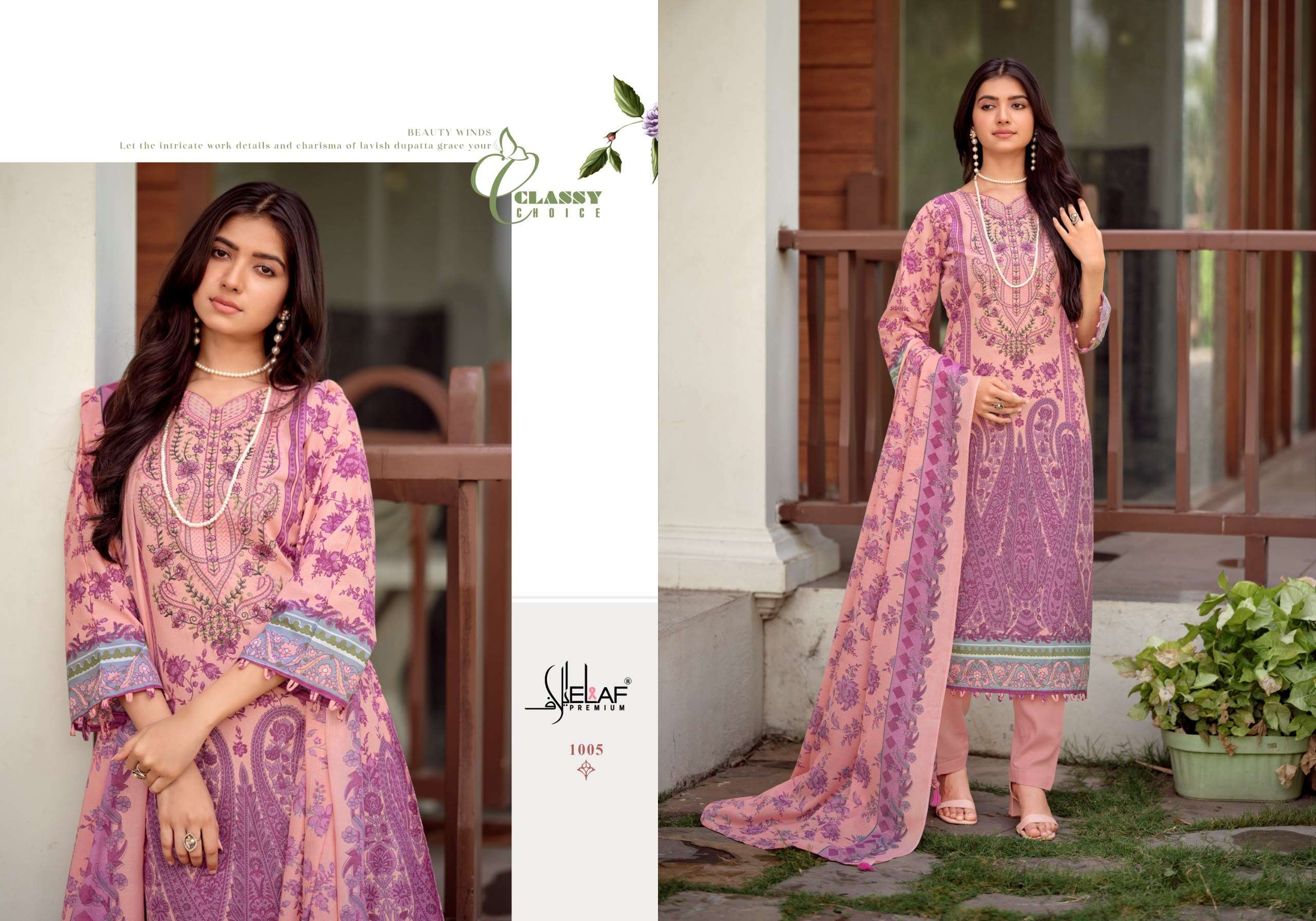 ELAF LUXURY LAWN ASRA JOFA VOL 2 COTTON DIGITAL PRINT WITH FANCY WORK SUIT