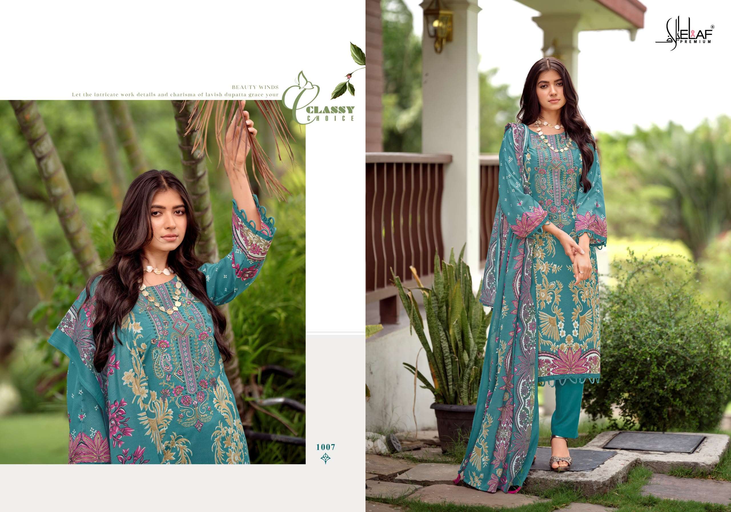 ELAF LUXURY LAWN ASRA JOFA VOL 2 COTTON DIGITAL PRINT WITH FANCY WORK SUIT