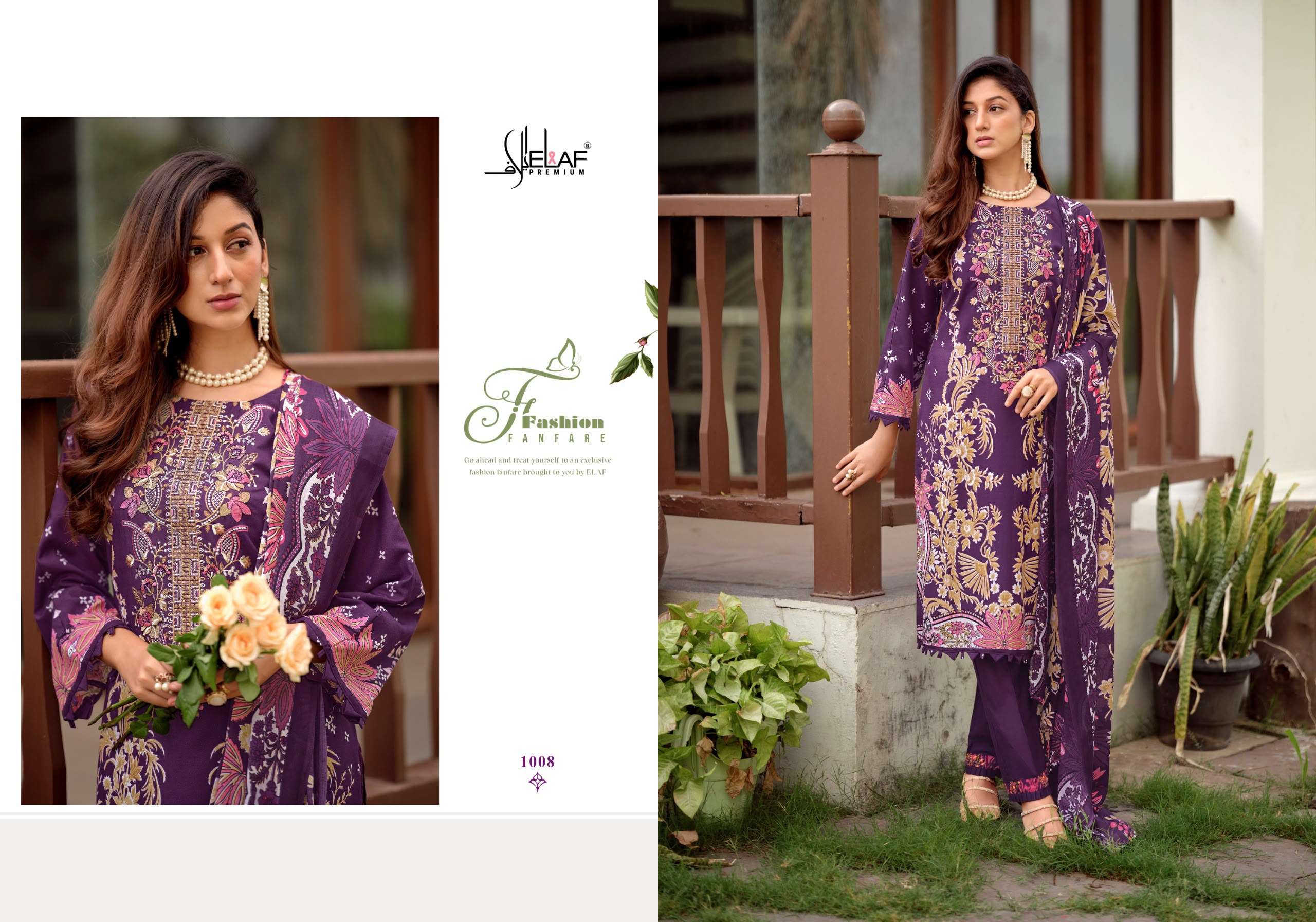 ELAF LUXURY LAWN ASRA JOFA VOL 2 COTTON DIGITAL PRINT WITH FANCY WORK SUIT