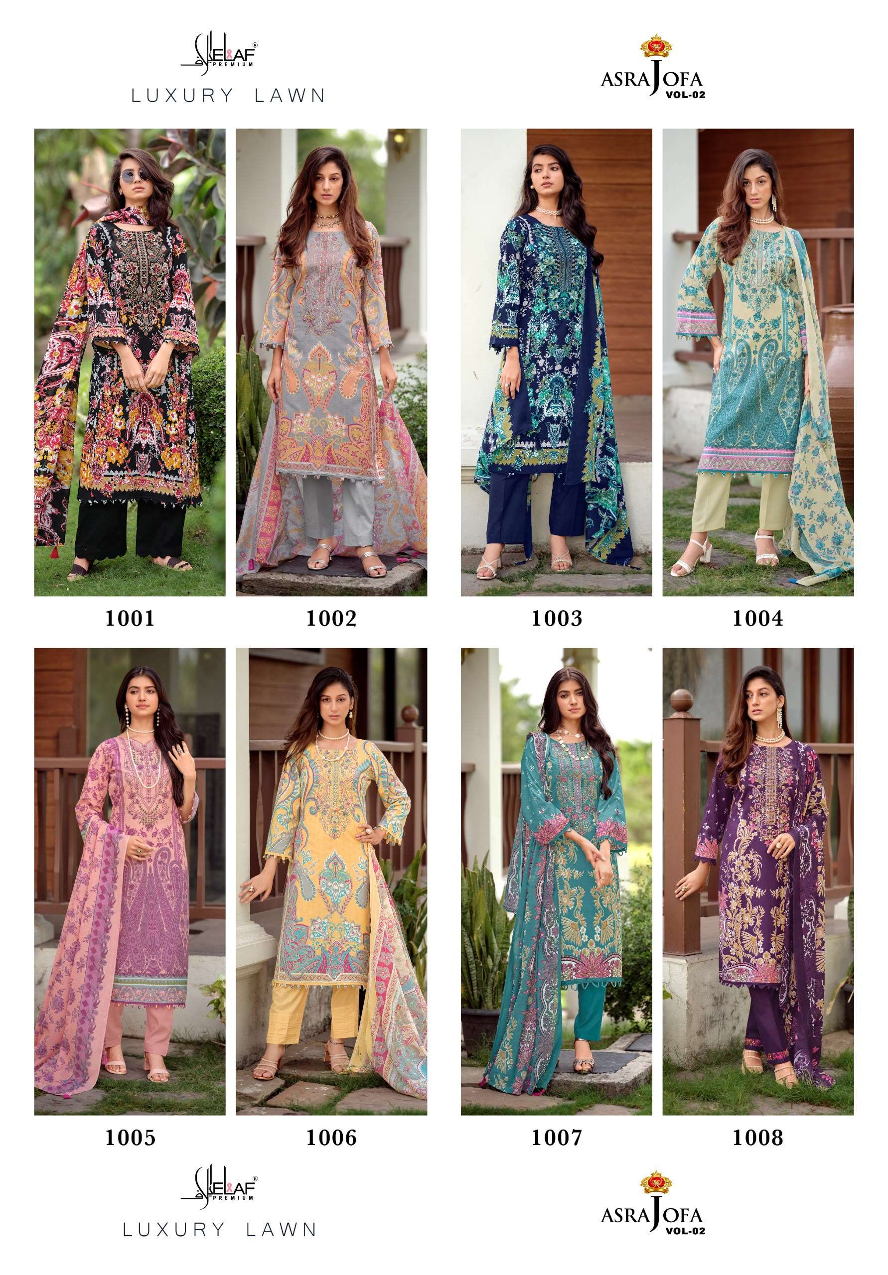 ELAF LUXURY LAWN ASRA JOFA VOL 2 COTTON DIGITAL PRINT WITH FANCY WORK SUIT