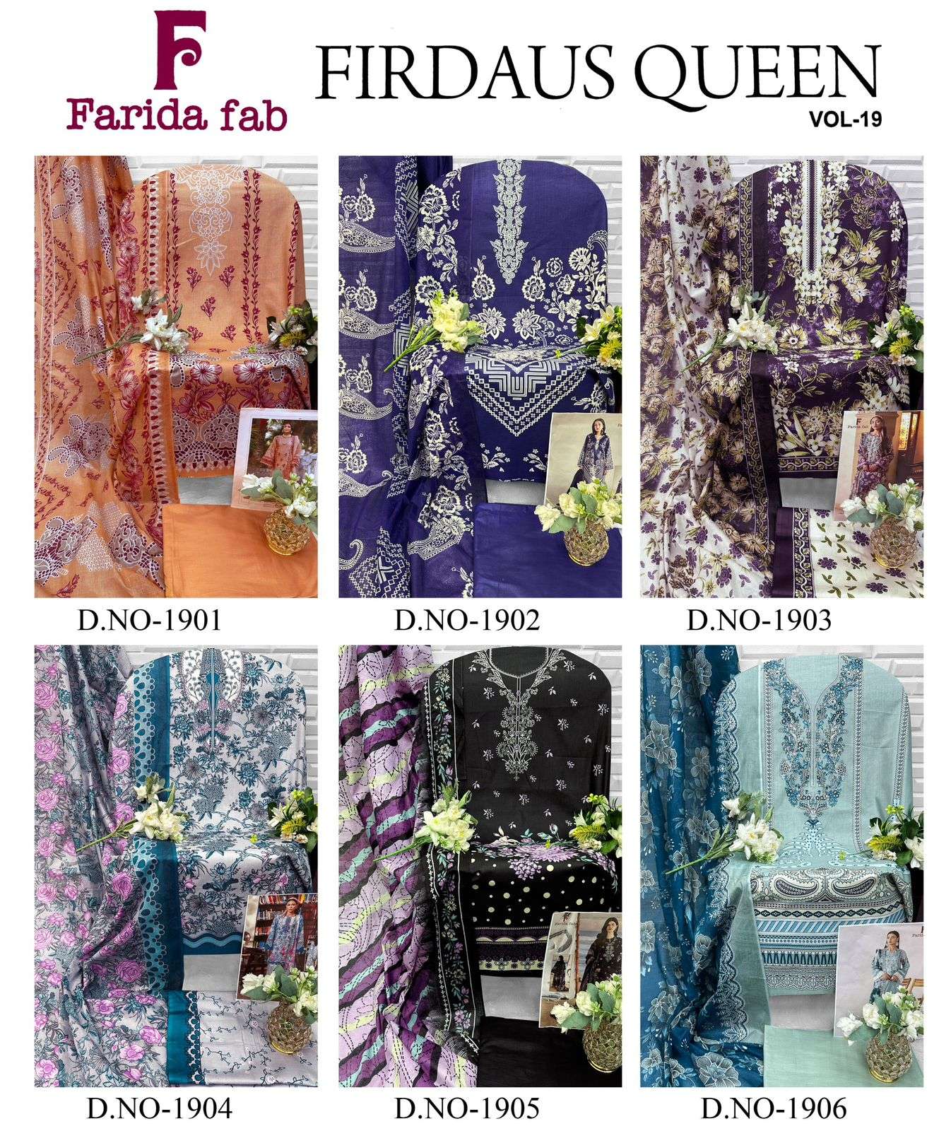 FARIDA FAB FIRDOUS QUEEN VOL 19 COTTON DIGITAL PRINTS SALWAR SUIT