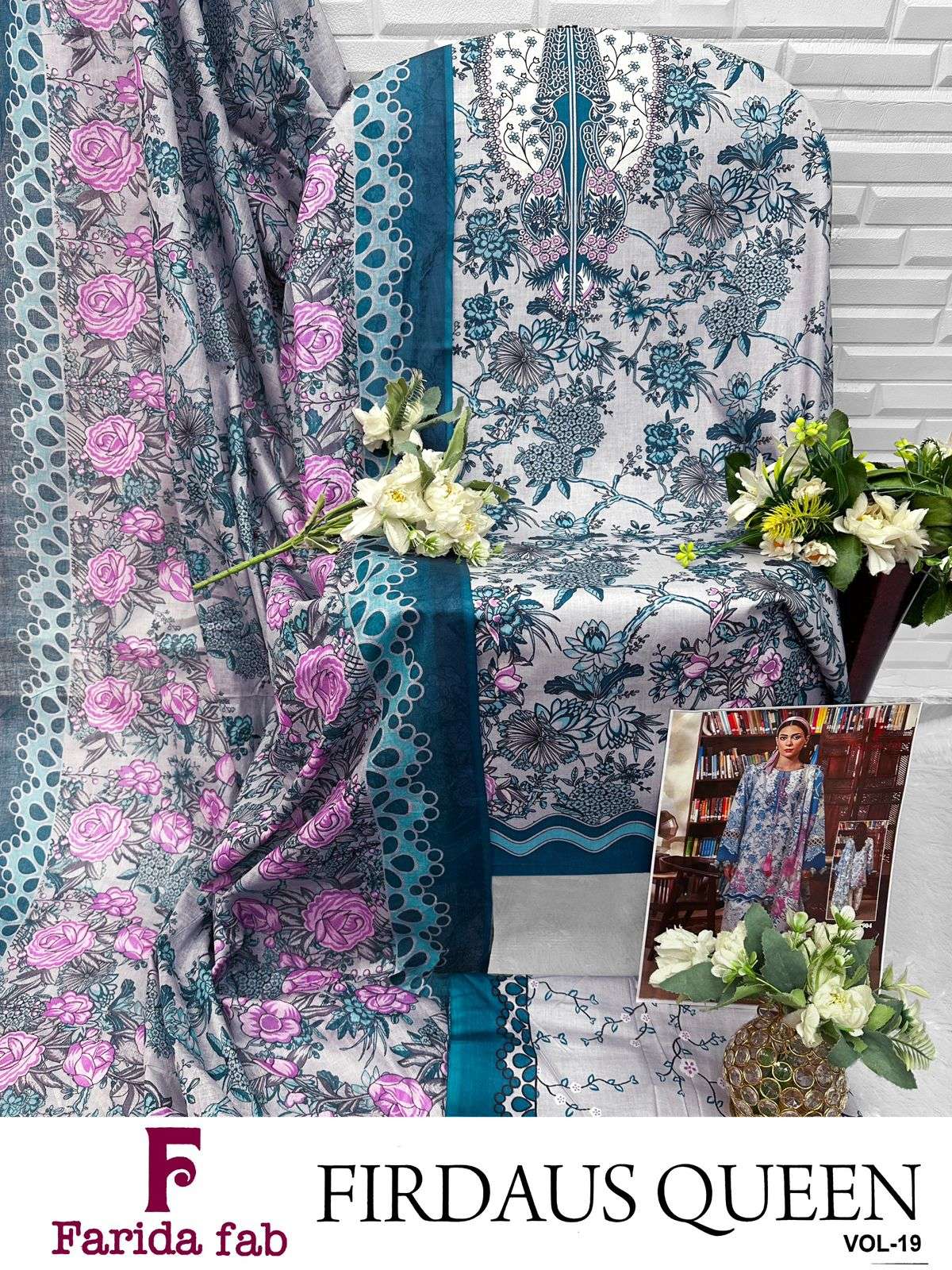 FARIDA FAB FIRDOUS QUEEN VOL 19 COTTON DIGITAL PRINTS SALWAR SUIT