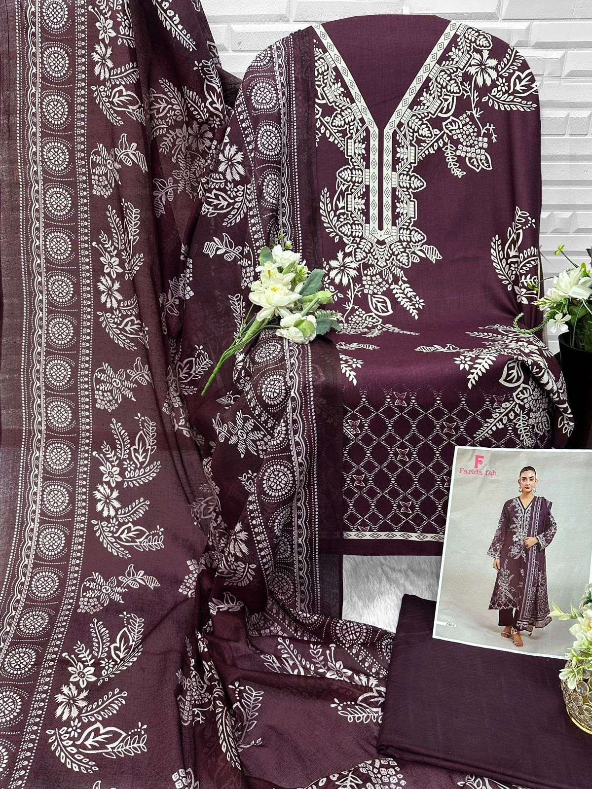 FARIDA FAB PARIAN DREAM VOL 24 COTTON DIGITAL PRINTS SALWAR SUIT