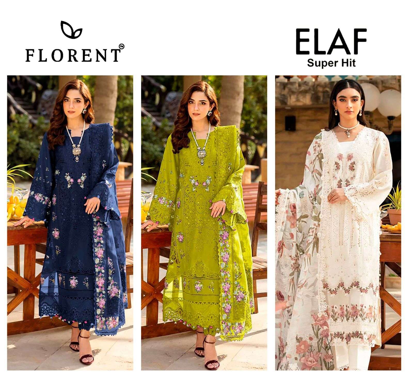 FLORENT D NO 1088 1080 1090 COTTON WITH HEAVY EMBROIDERY WORK SUIT