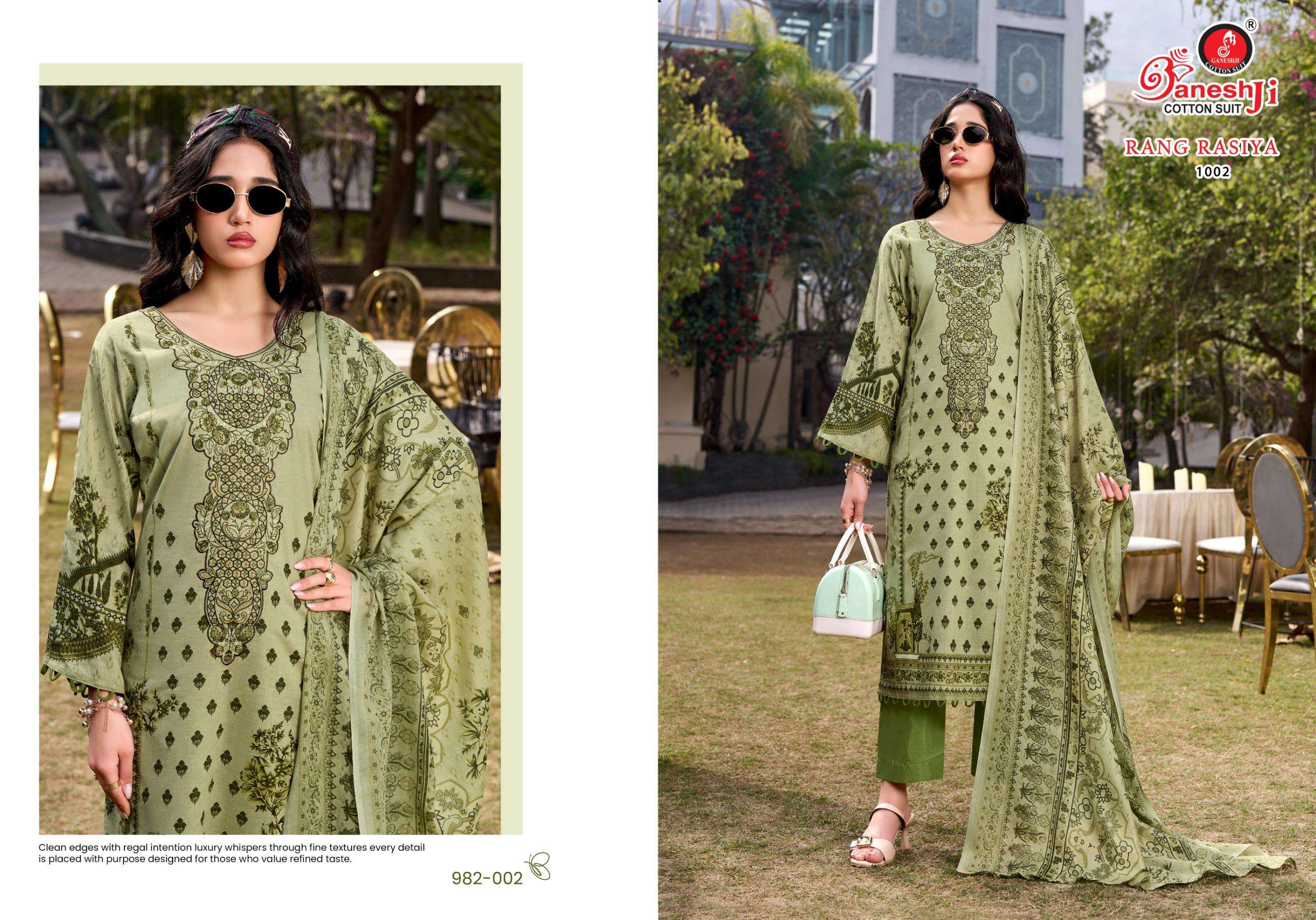 GANESHJI COTTON SUIT RANG RASIYA VOL 1 COTTON FANCY EMBROIDERY WORK SUIT