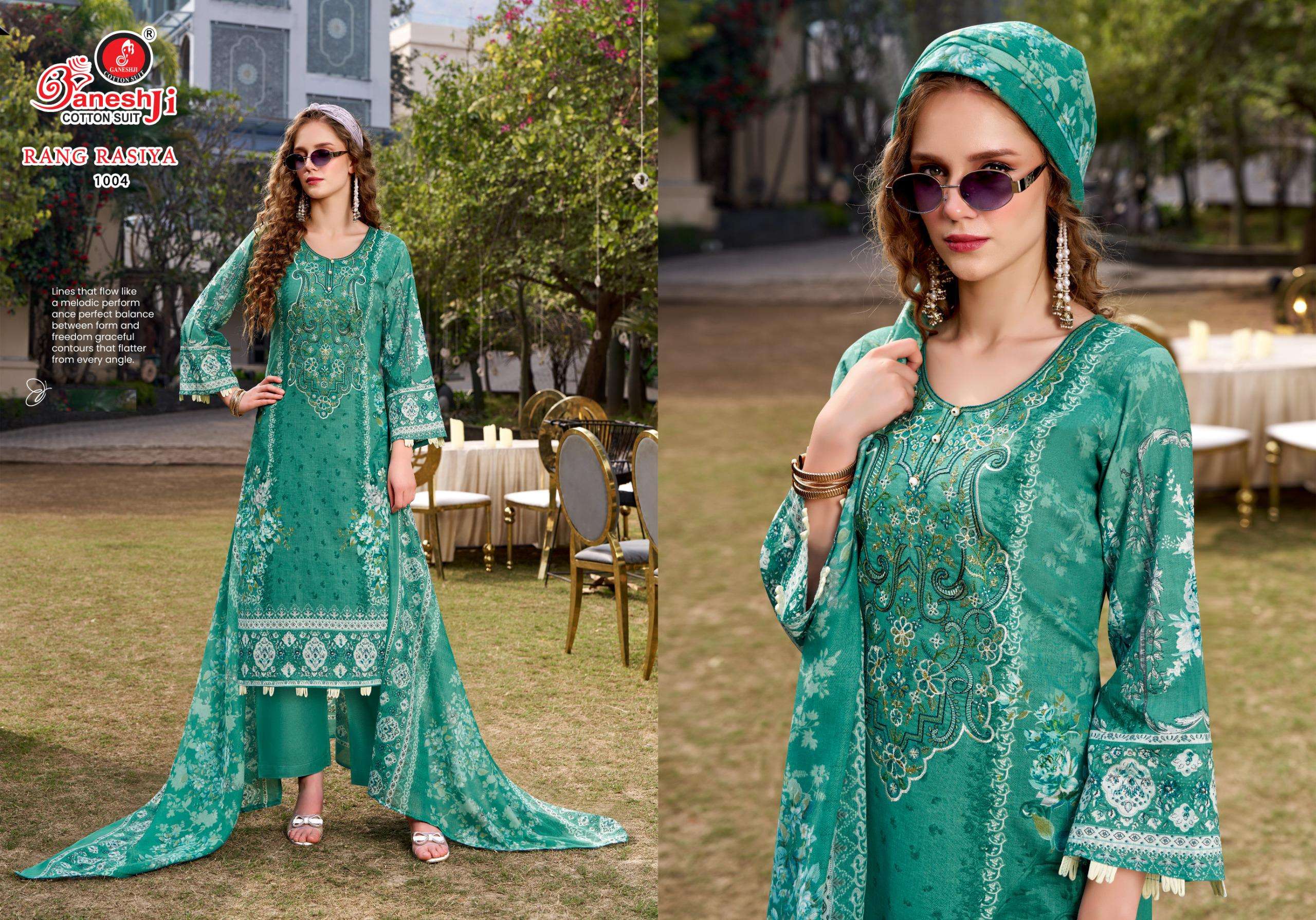 GANESHJI COTTON SUIT RANG RASIYA VOL 1 COTTON FANCY EMBROIDERY WORK SUIT
